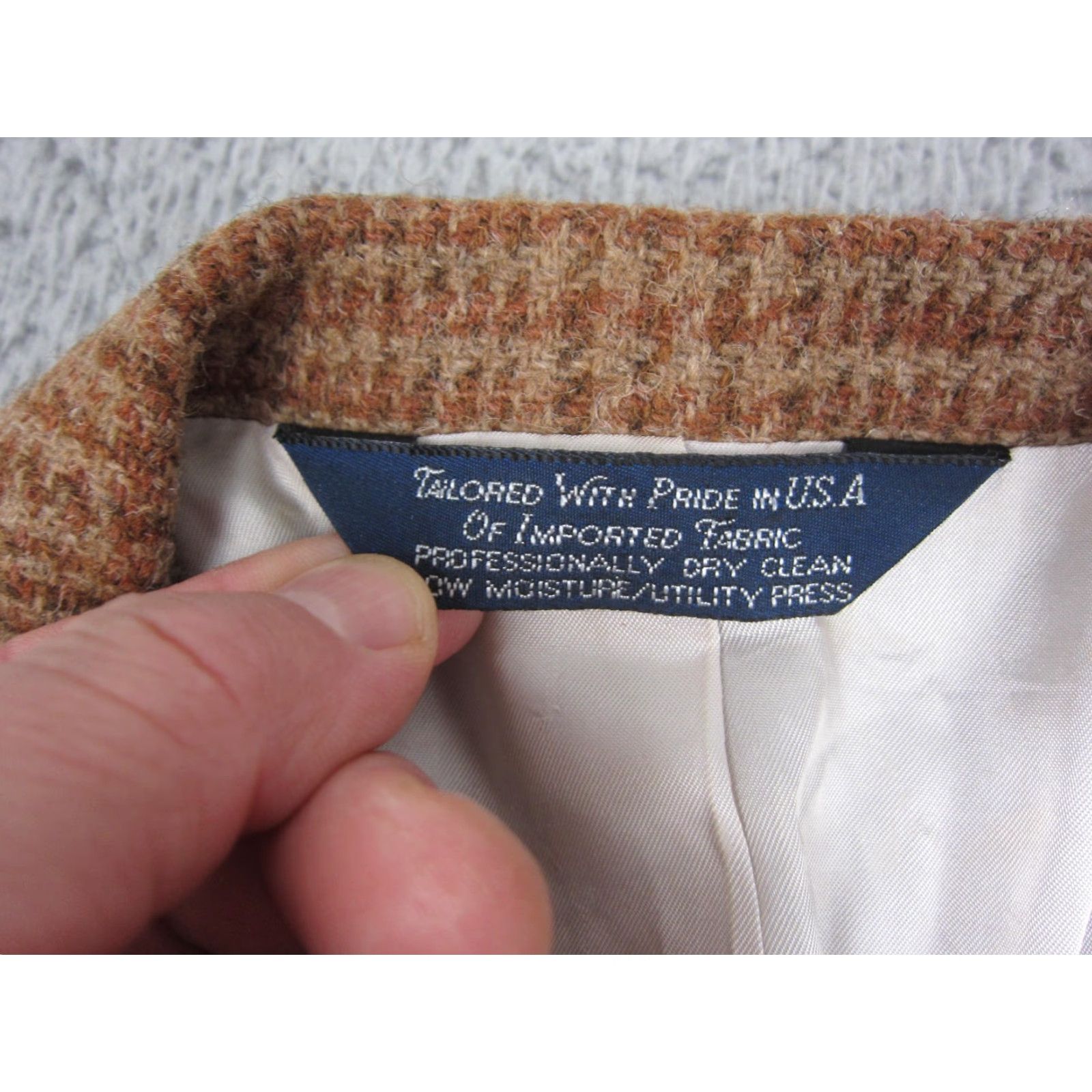 Lands' End VINTAGE Lands' End Blazer Jacket Mens 44R Brown Wool Tweed 80s Stadium Size 44R - 5 Thumbnail