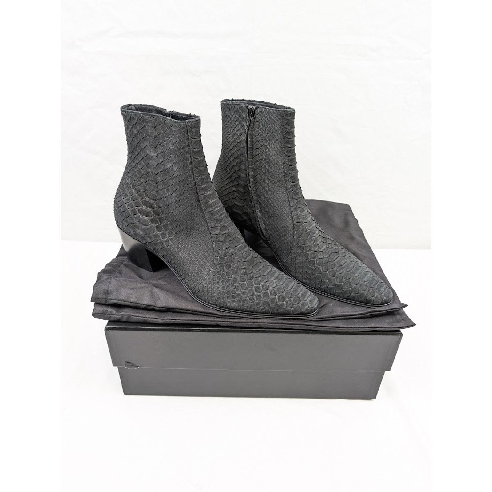 Saint Laurent Paris o1rshd1 Vassili 60 Pitone / Python Boots in Nero Size US 9 / EU 42 - 20 Thumbnail