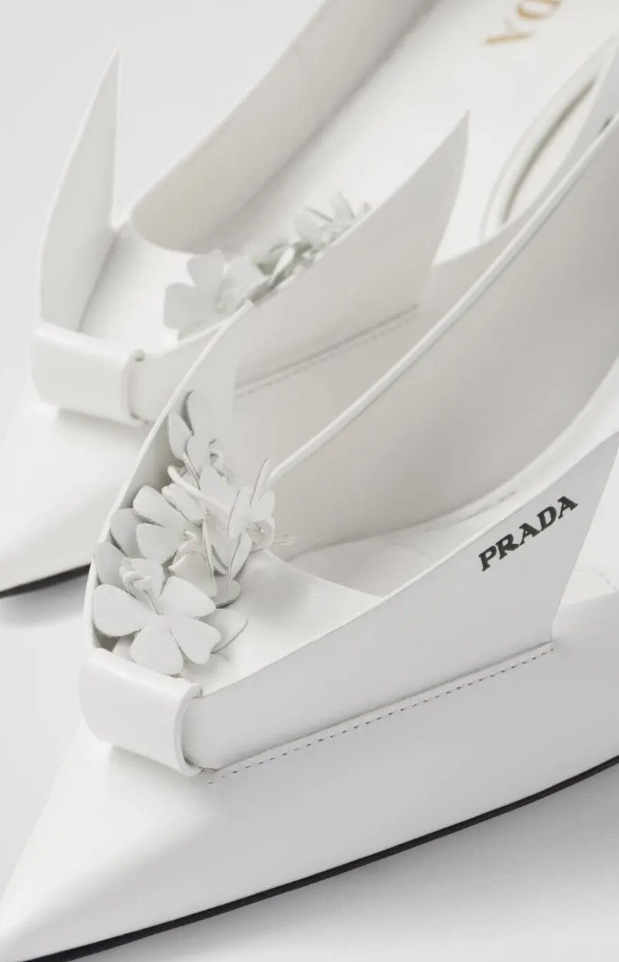 Prada PRADA Bunny Brushed Leather Kitten Heel Pumps Floral Size US 9 / IT 39 - 5 Thumbnail