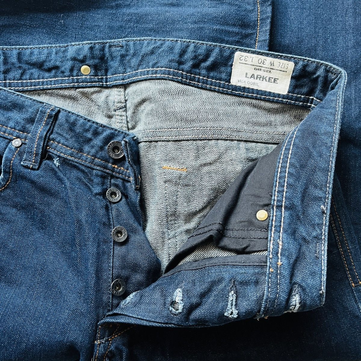 Diesel Distressed Pocket DIESEL Larkee Regular Cut Hard Jeans Size US 30 / EU 46 - 15 Thumbnail