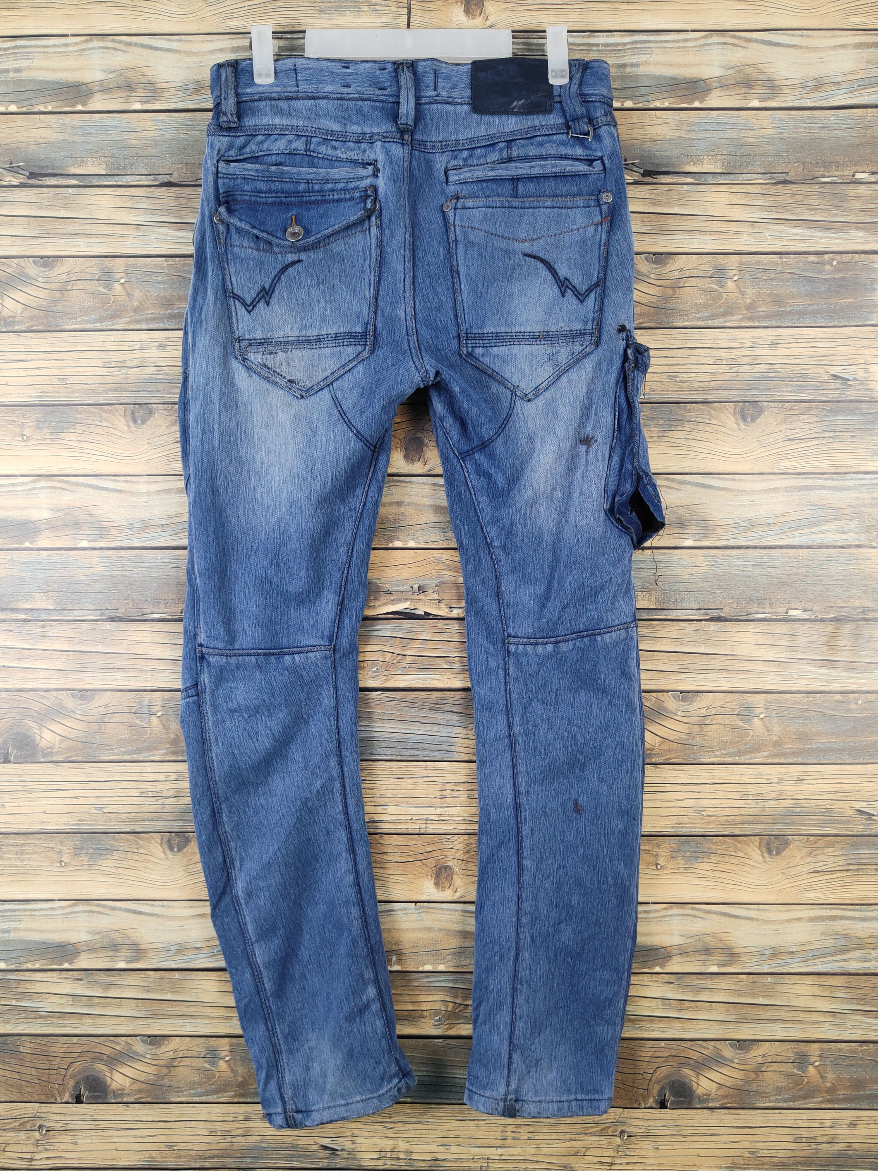 Japanese Brand FieldCore Dark Blue Distressed Ripped Jeans #W1957 Size US 31 - 7 Thumbnail