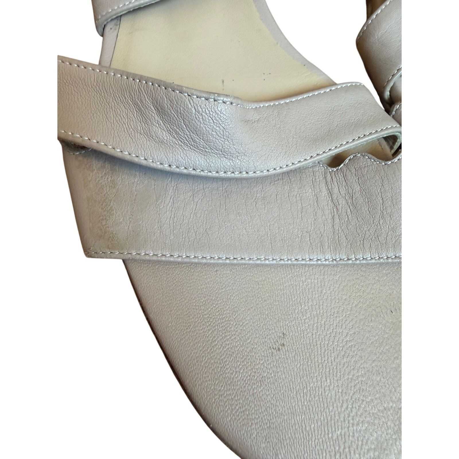 Chloe Chloé Nude Leather Scalloped Crisscross Flat Sandals Size US 7 / IT 37 - 6 Thumbnail