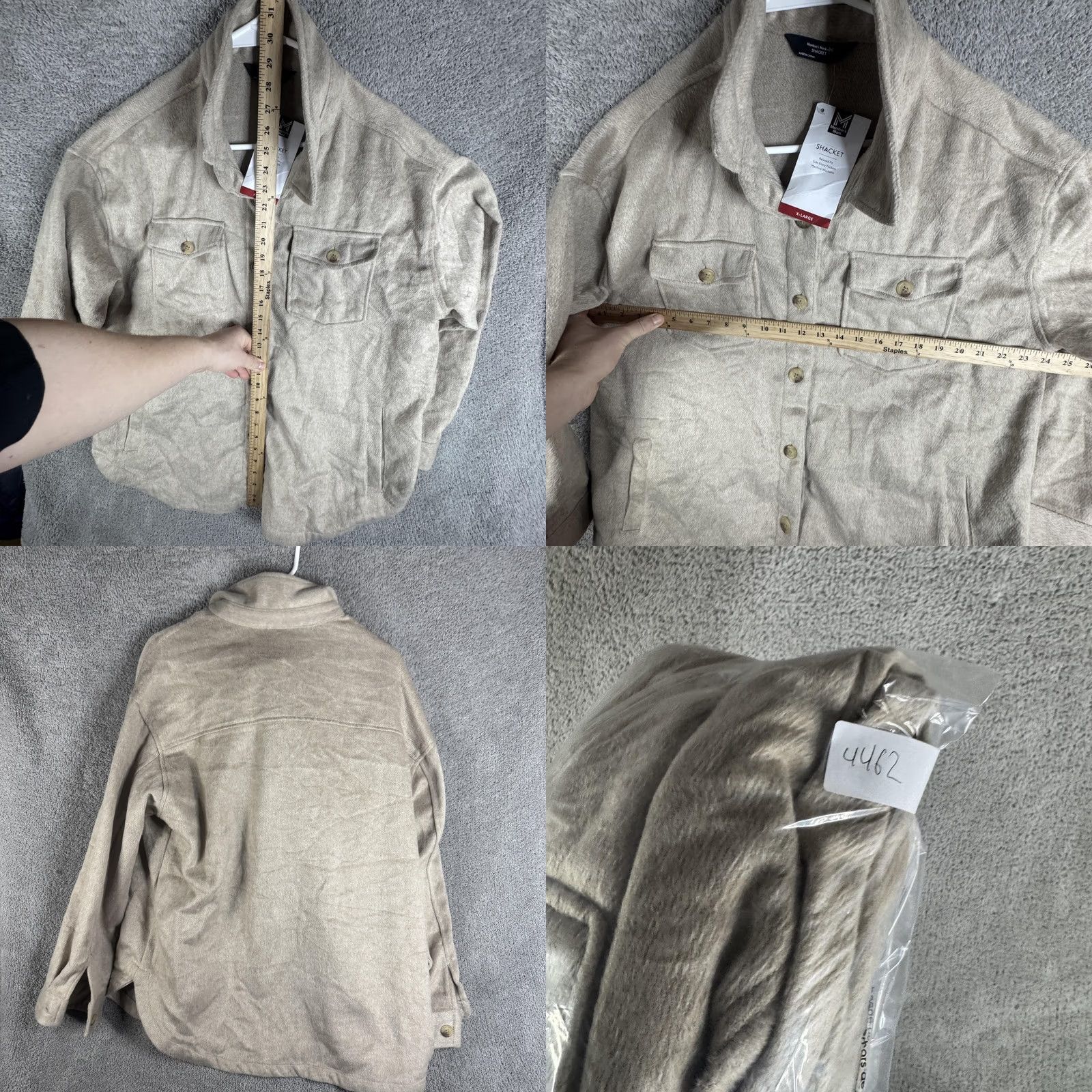 Vintage Member's Mark Shacket Jacket Mens XL Beige Pockets Button Front Fleece Size US XL / EU 56 / 4 - 9 Thumbnail