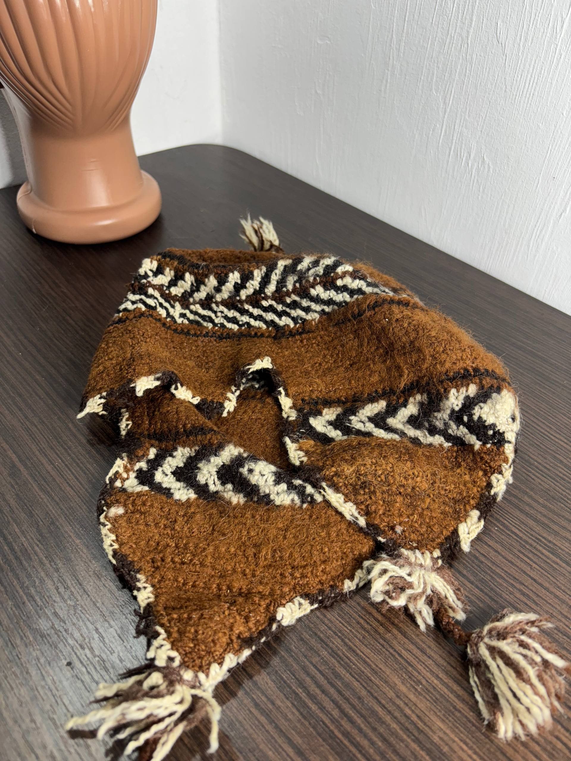 Vintage Vintage Aztek Barbarian Knit Ushanka Hat Size ONE SIZE - 5 Thumbnail