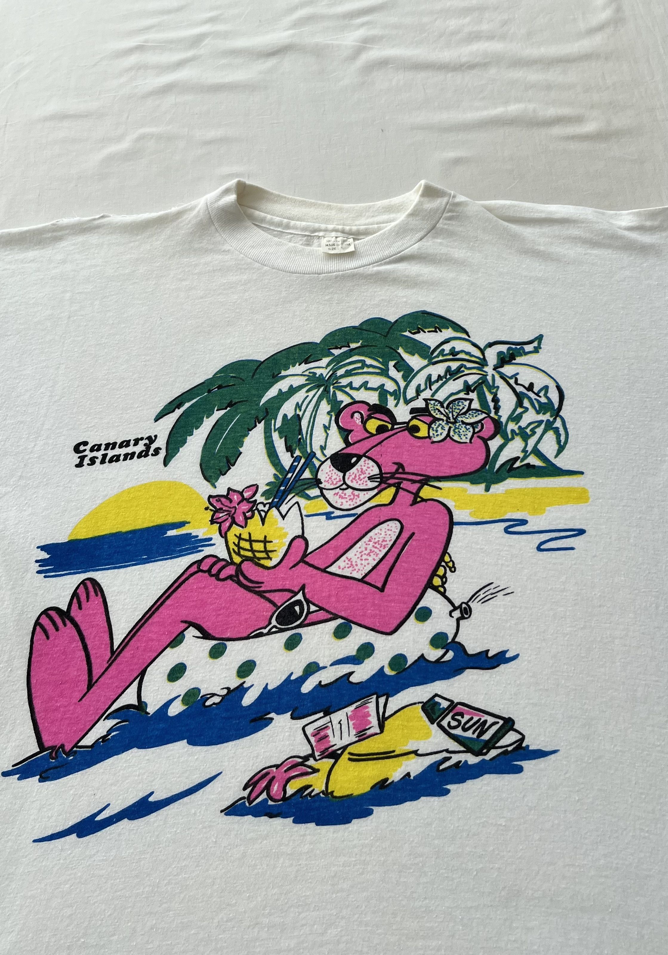 Cartoon Network Vintage 90s Pink Panther Canary Island White T-shirt Size US L / EU 52-54 / 3 - 3 Thumbnail
