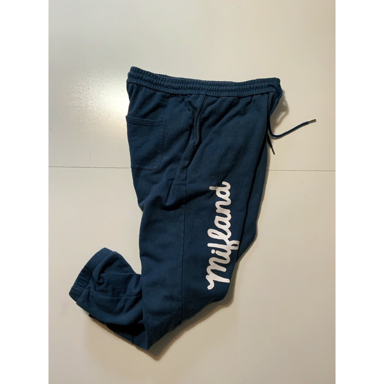 Vintage VINTAGE Mifland Script Fleece Knit Blue QS II 13oz Heavyweight Jogger Sweatpants Sz. XXL Mens Sweatpants Blue 2XL Regular Lightweight? Size US 39 - 2 Thumbnail