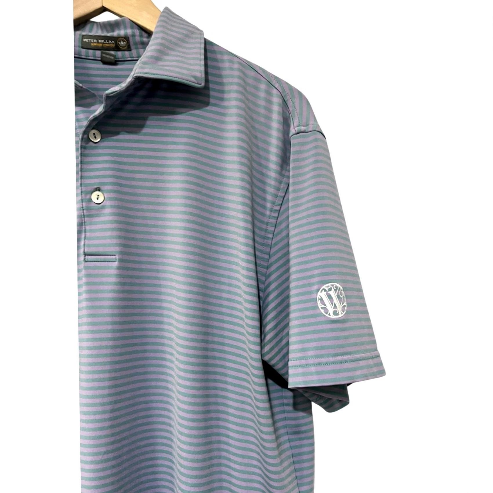 Peter Millar Peter Millar Polo M Purple Striped Golf Performance Short Sleeve Mens Size US M / EU 48-50 / 2 - 2 Thumbnail