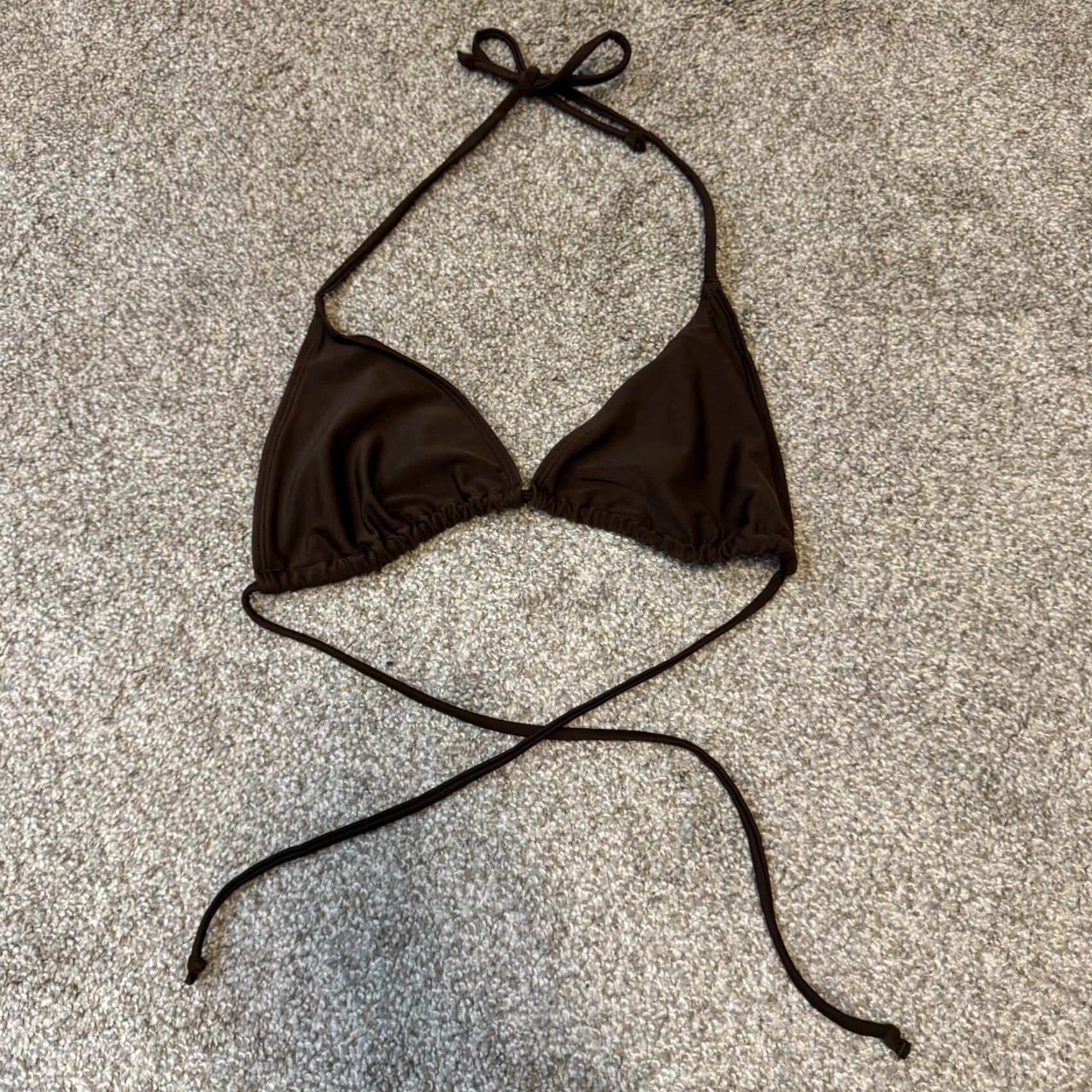 Vintage VINTAGE Y2K Brown Bikini Swim Top Medium Triangle Tie No Padding M Brown Ladies? Size M / US 6-8 / IT 42-44 - 2 Thumbnail