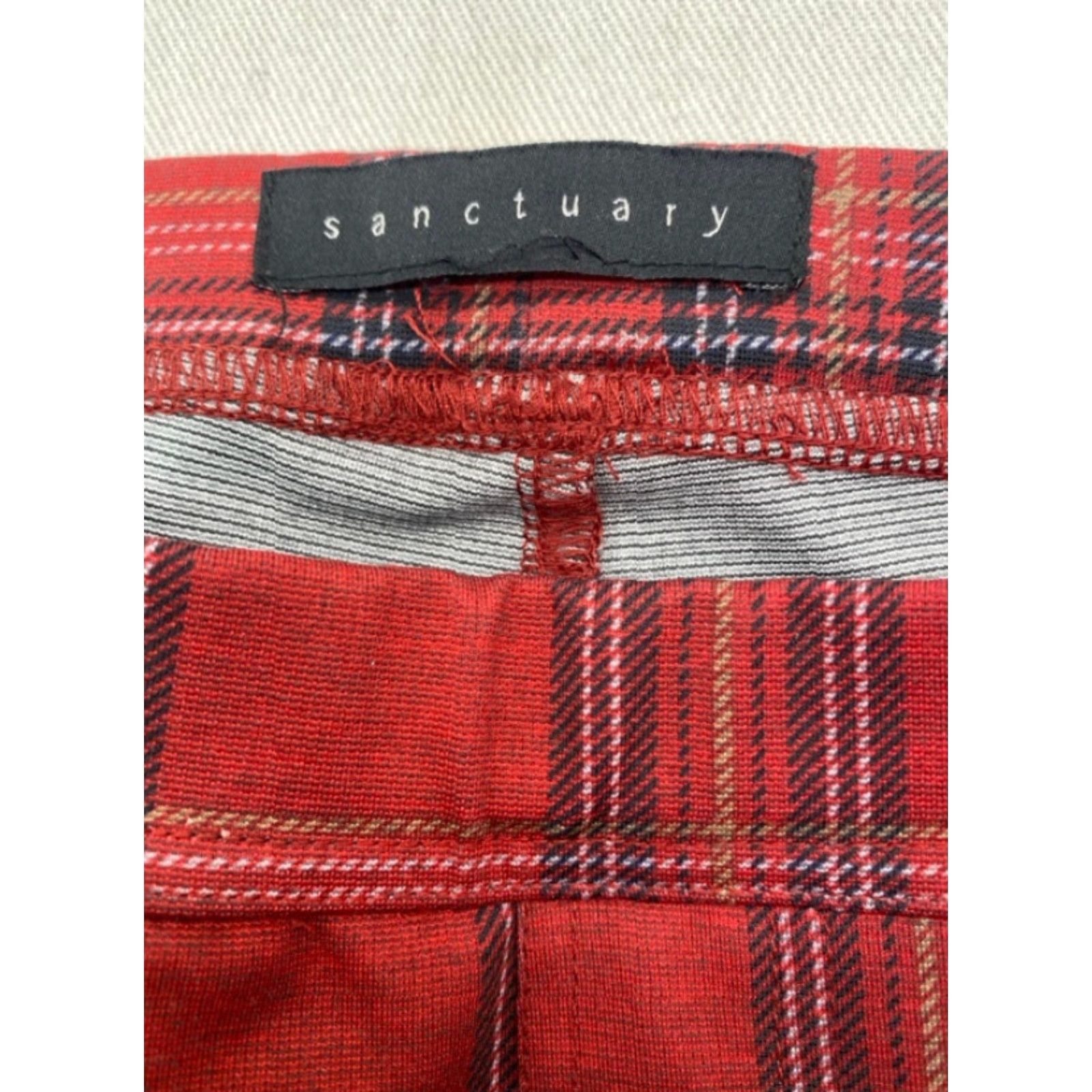 Sanctuary Sanctuary Sanctuary Red Plaid Womens 28 Legging Ankle Made in USA 3407 Size 28" / US 6 / IT 42 - 6 Thumbnail