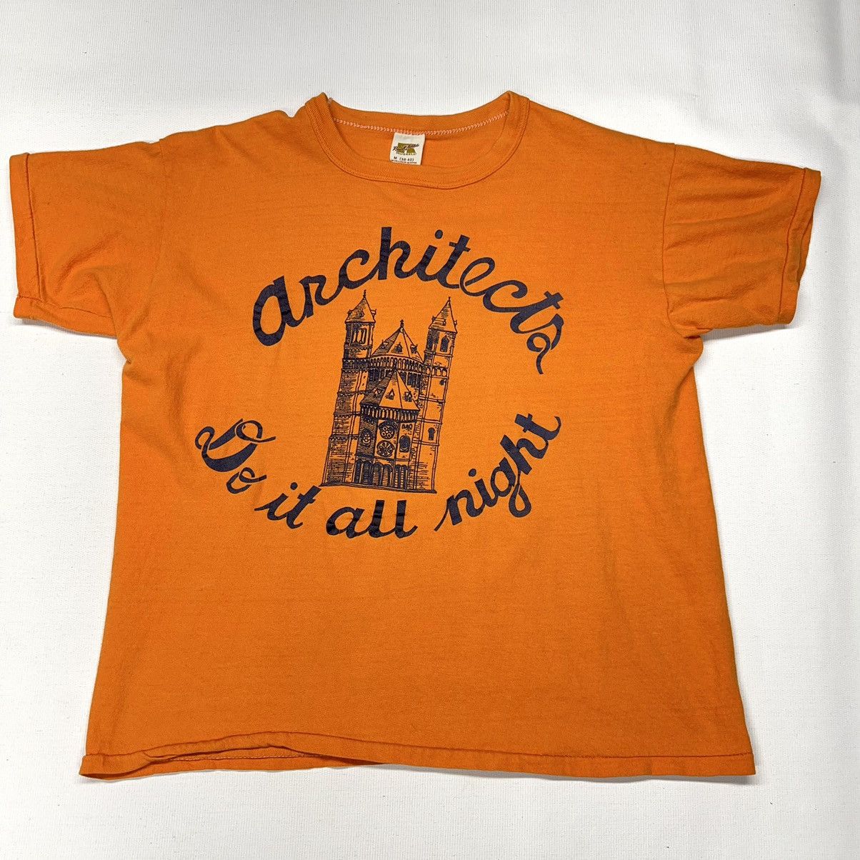 Russell Athletic × Vintage Russell Athletic Tee Shirt Orange Architect Single Stitch Size US M / EU 48-50 / 2 - 1 Thumbnail