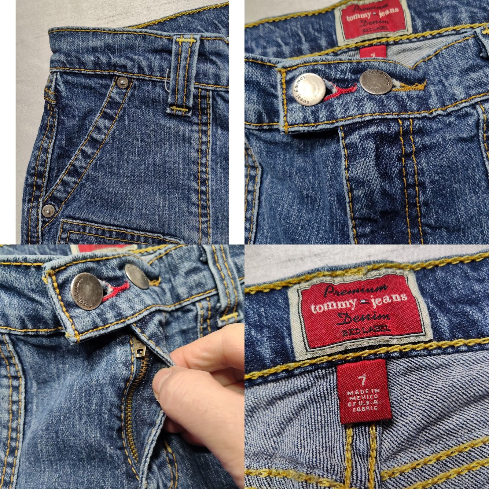 Tommy Hilfiger VTG TOMMY JEANS RED LABEL Women Juniors Size 7 Crop Stretch Denim Blue Jeans Size 28" / US 6 / IT 42 - 9 Thumbnail
