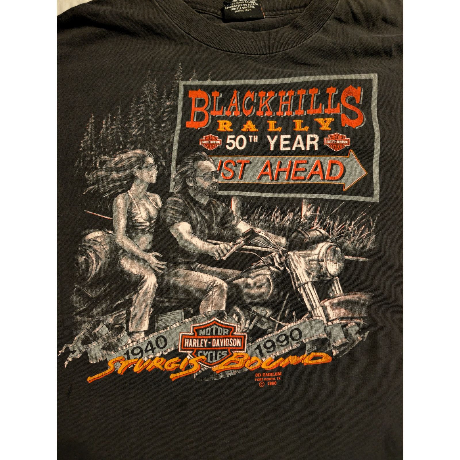 Harley Davidson VTG XL 3D Emblem Harley Davidson Black Hills 50th Thrash Size US XL / EU 56 / 4 - 8 Thumbnail