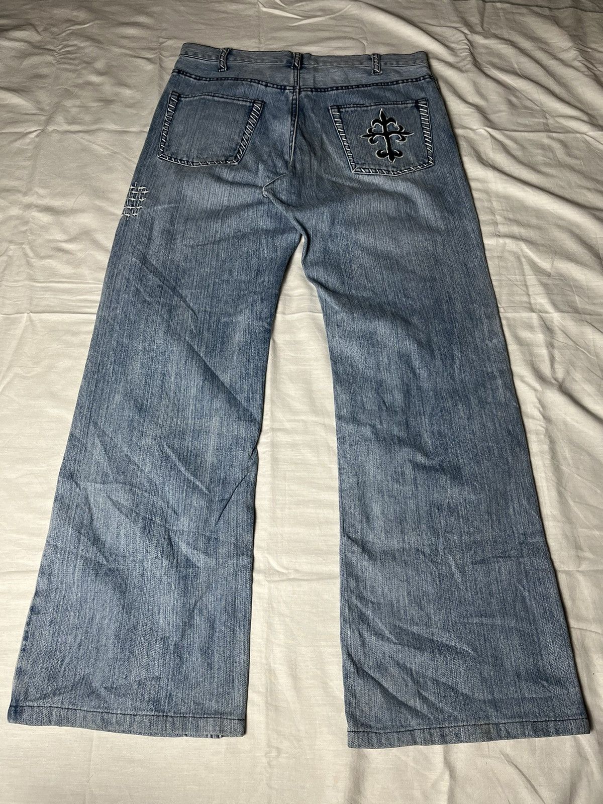 If Six Was Nine 33" Distressed Denim Embroidary Patches Jeans Size US 33 - 5 Thumbnail