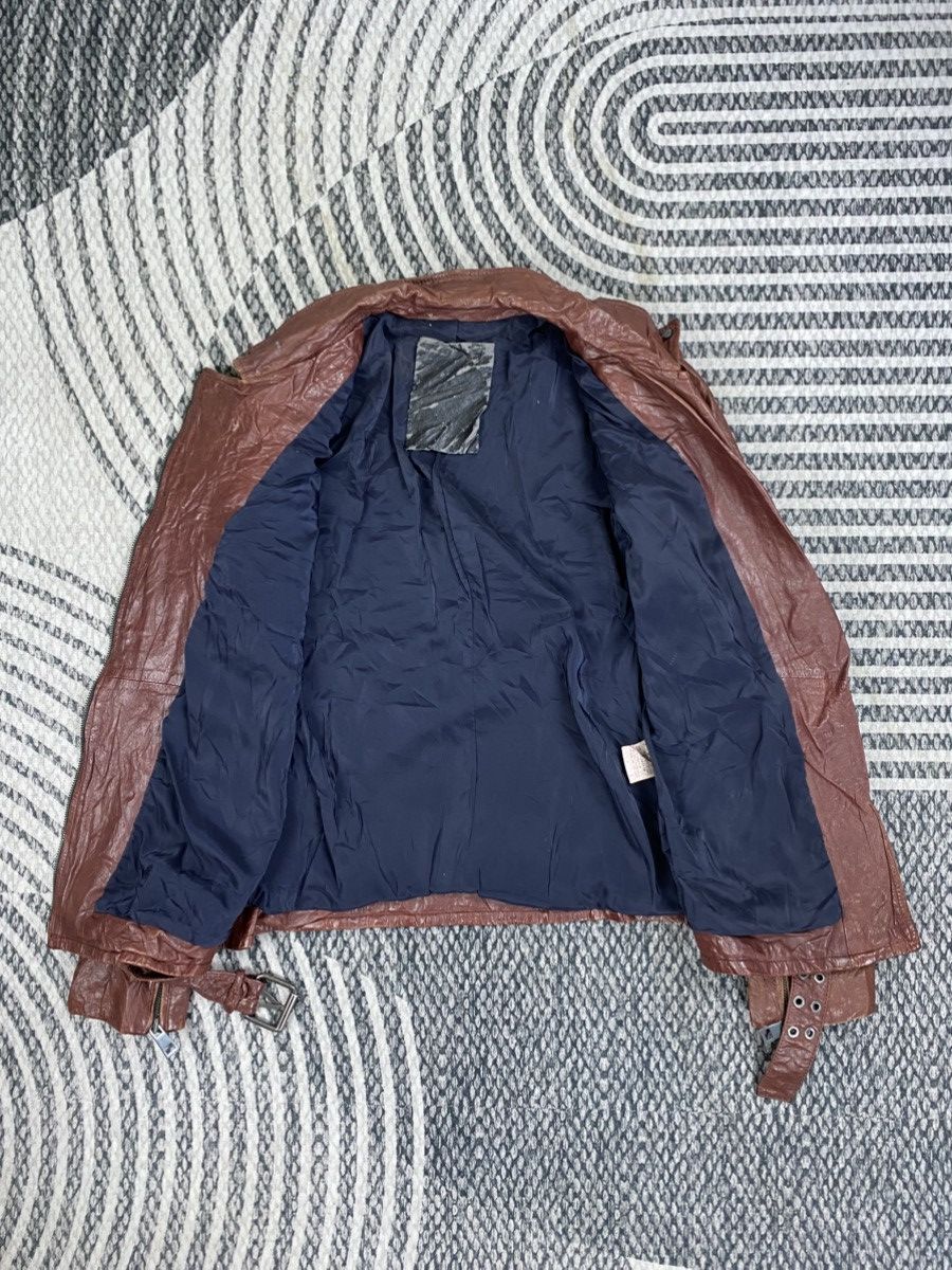 Japanese Brand Vtg Style Distressed Brown Biker Style Belted Leather Jacket Size US S / EU 44-46 / 1 - 5 Thumbnail
