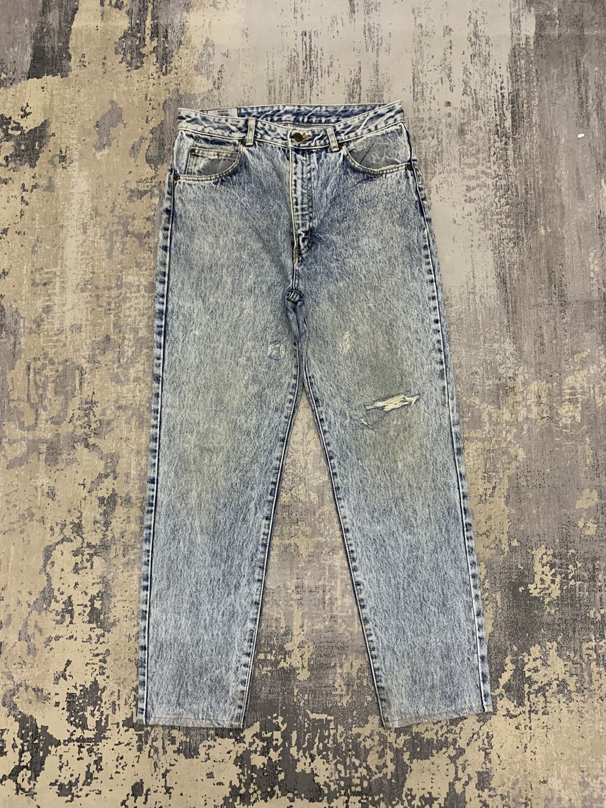 Seditionaries EDWIN BLEACHED DISTRESSED RETRO PUNK TAPERED JEANS 31x28 Size US 31 - 1 Thumbnail