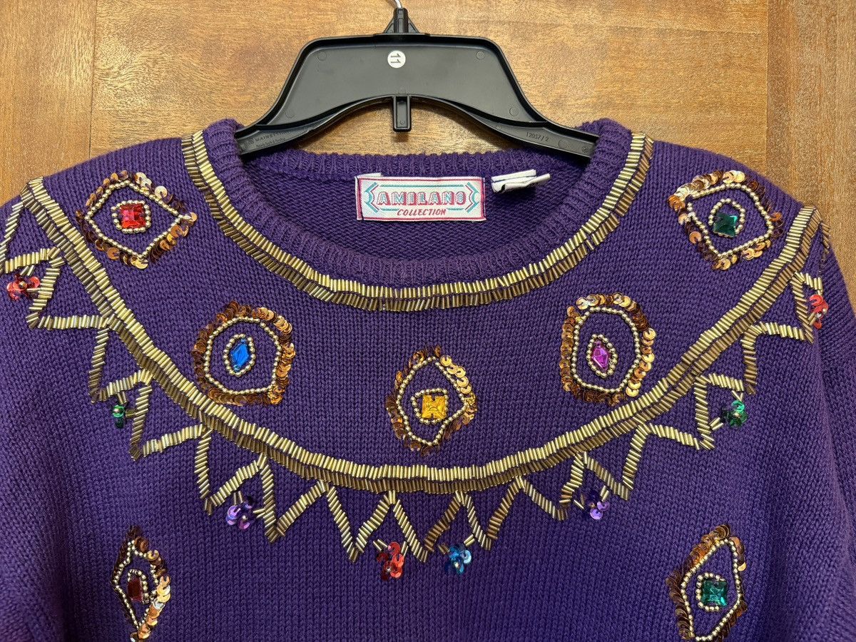 Vintage Amiliano Collection Embellished Pullover Vintage Sweate Size L / US 10 / IT 46 - 3 Thumbnail