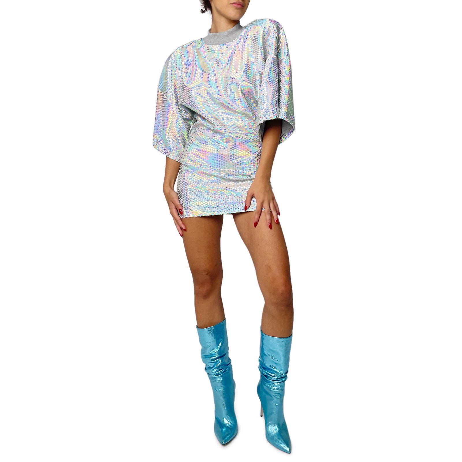 The Attico Silver Wide Short Sleeveless High Neck Tunic / Mini Dress Size M / US 6-8 / IT 42-44 - 6 Thumbnail