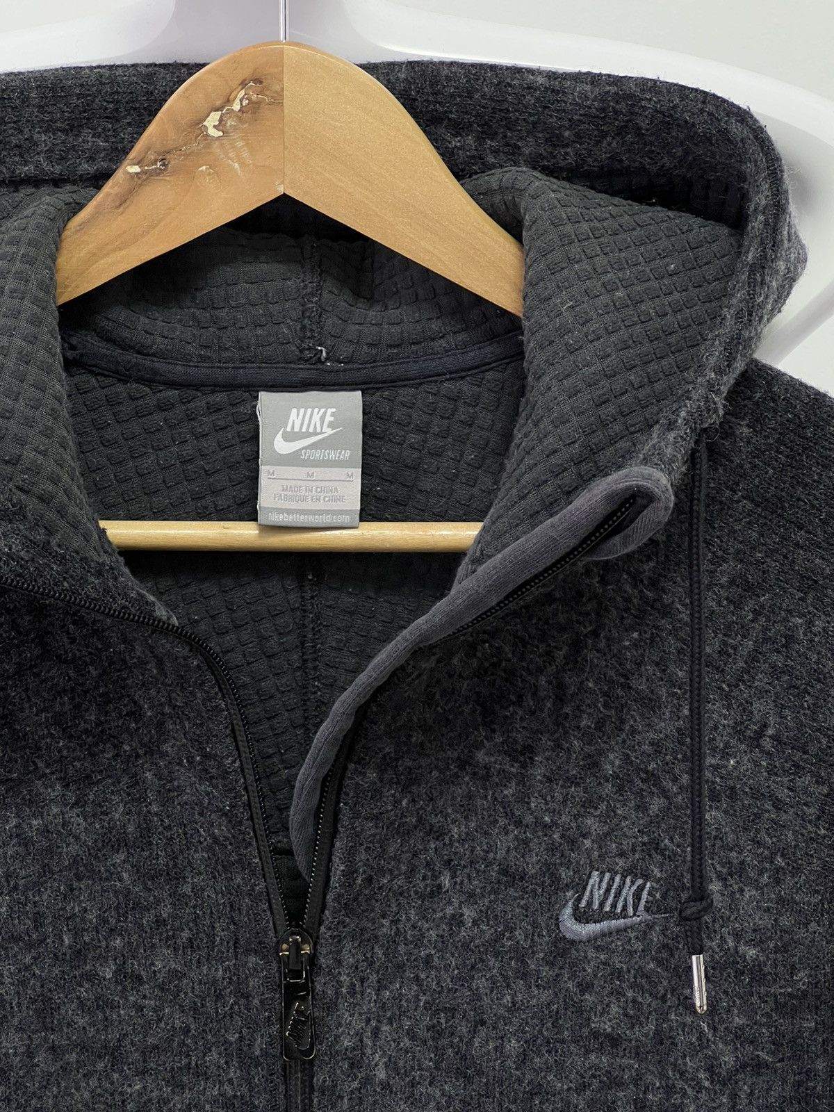 Nike × Vintage Vintage 90s Nike Zip Up Hoodie Sweatshirt Black grey Size US M / EU 48-50 / 2 - 10 Thumbnail