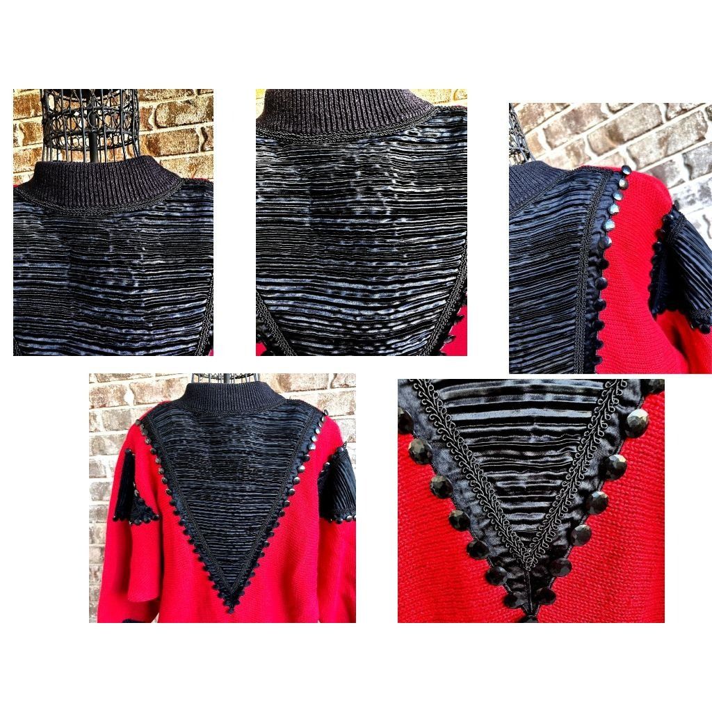 Vintage Vintage 80s Bonnie Bill by Holly Medium Sweater Red Black Size M / US 6-8 / IT 42-44 - 4 Thumbnail