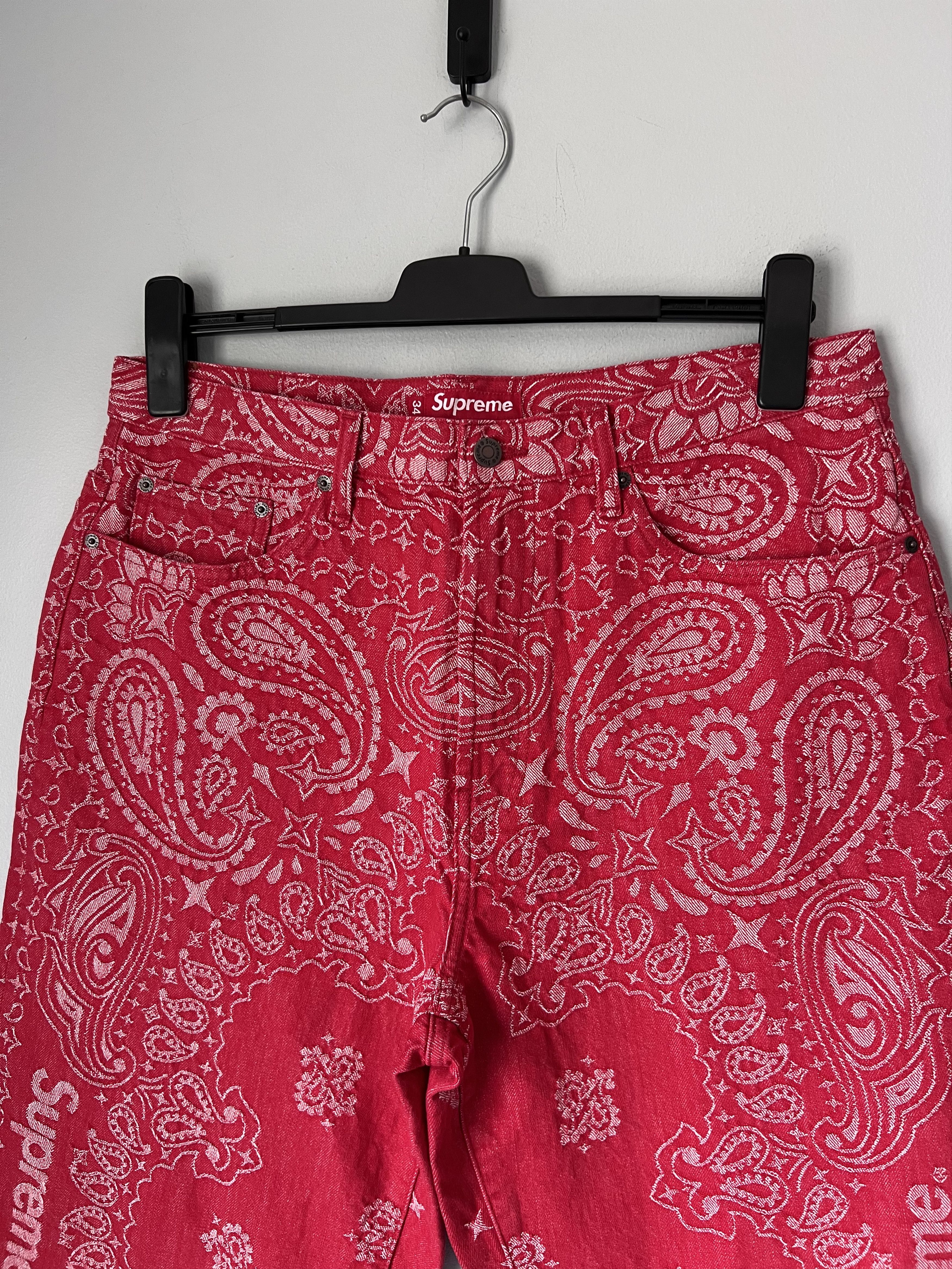 Supreme Supreme Paisley Jacquard Baggy Jeans in Red Size US 34 / EU 50 - 2 Thumbnail
