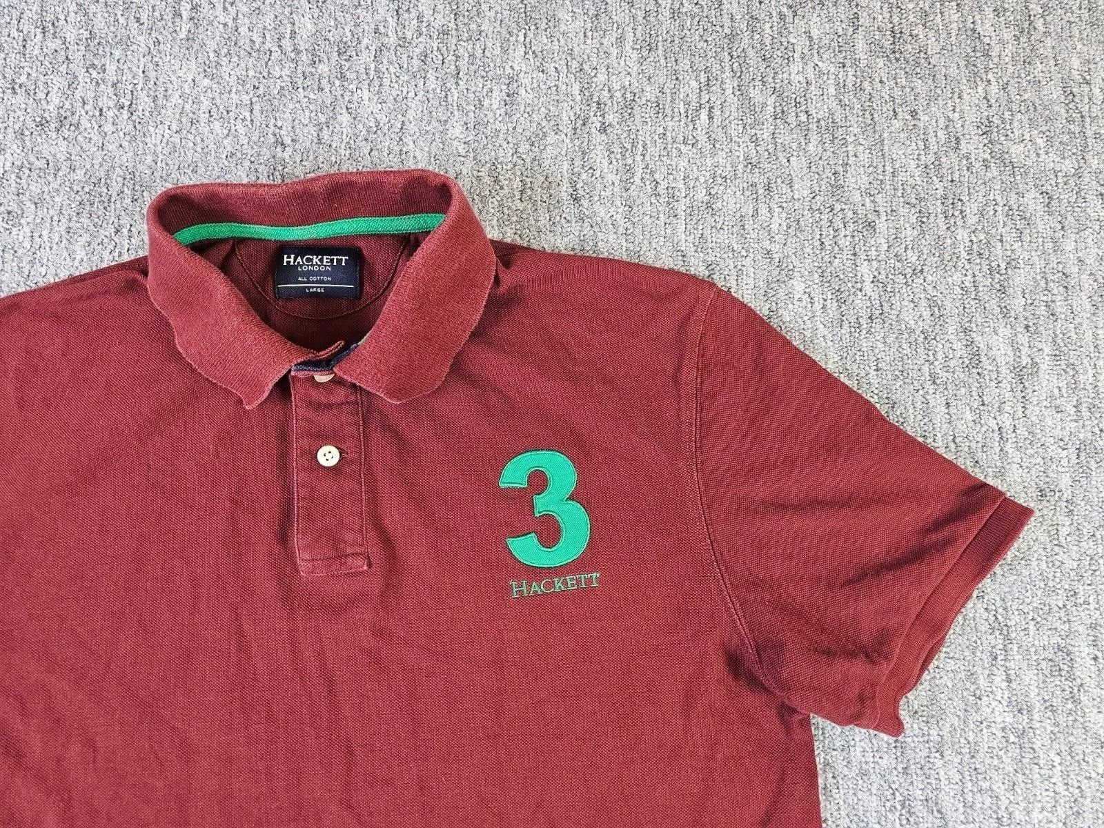 Hackett Hackett London Polo Shirt Bordeaux Number Logo Cotton Men L Size US L / EU 52-54 / 3 - 5 Thumbnail