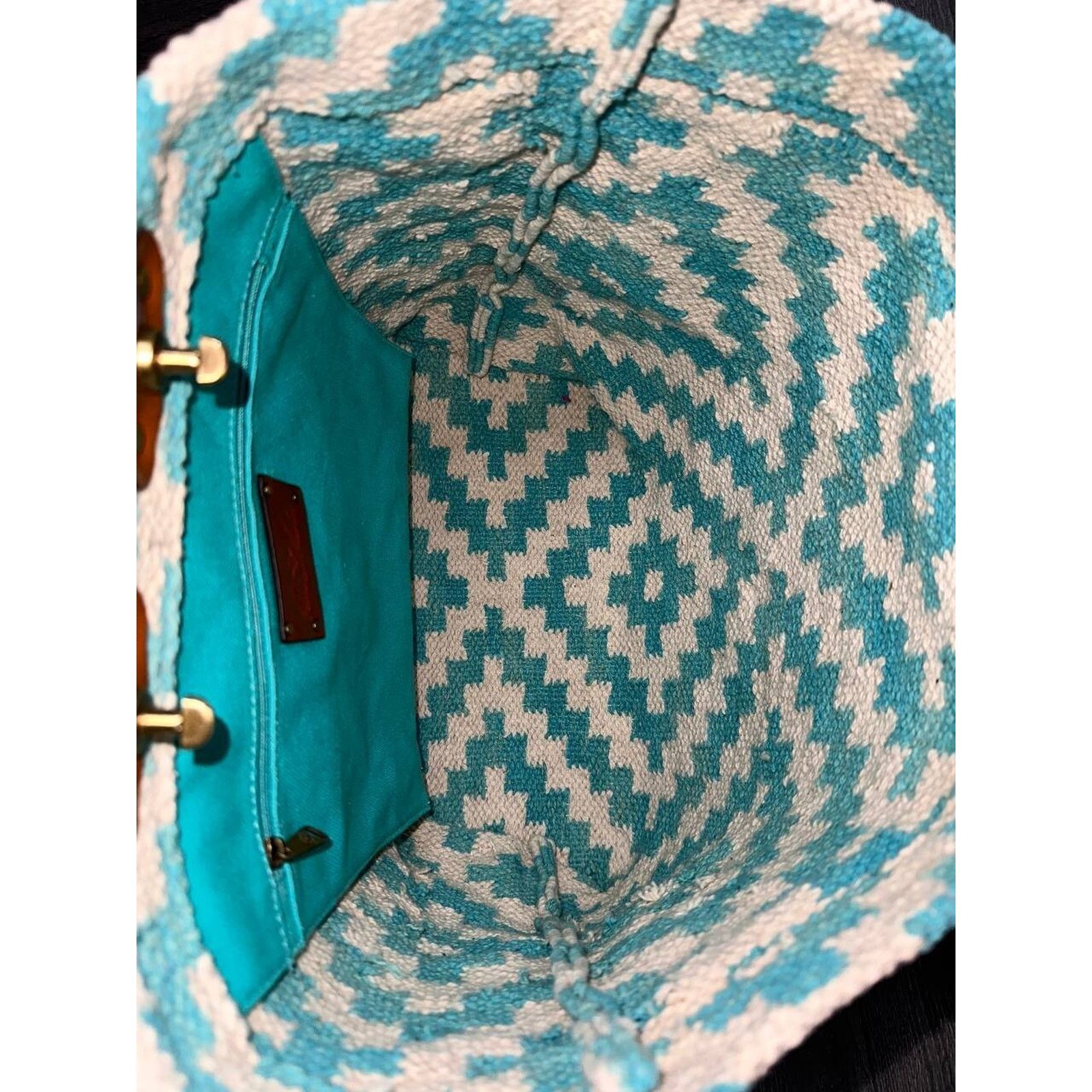 Patricia Nash Patricia Nash Woven Chennai Tote Blue White Bag B000583 Size ONE SIZE - 13 Thumbnail