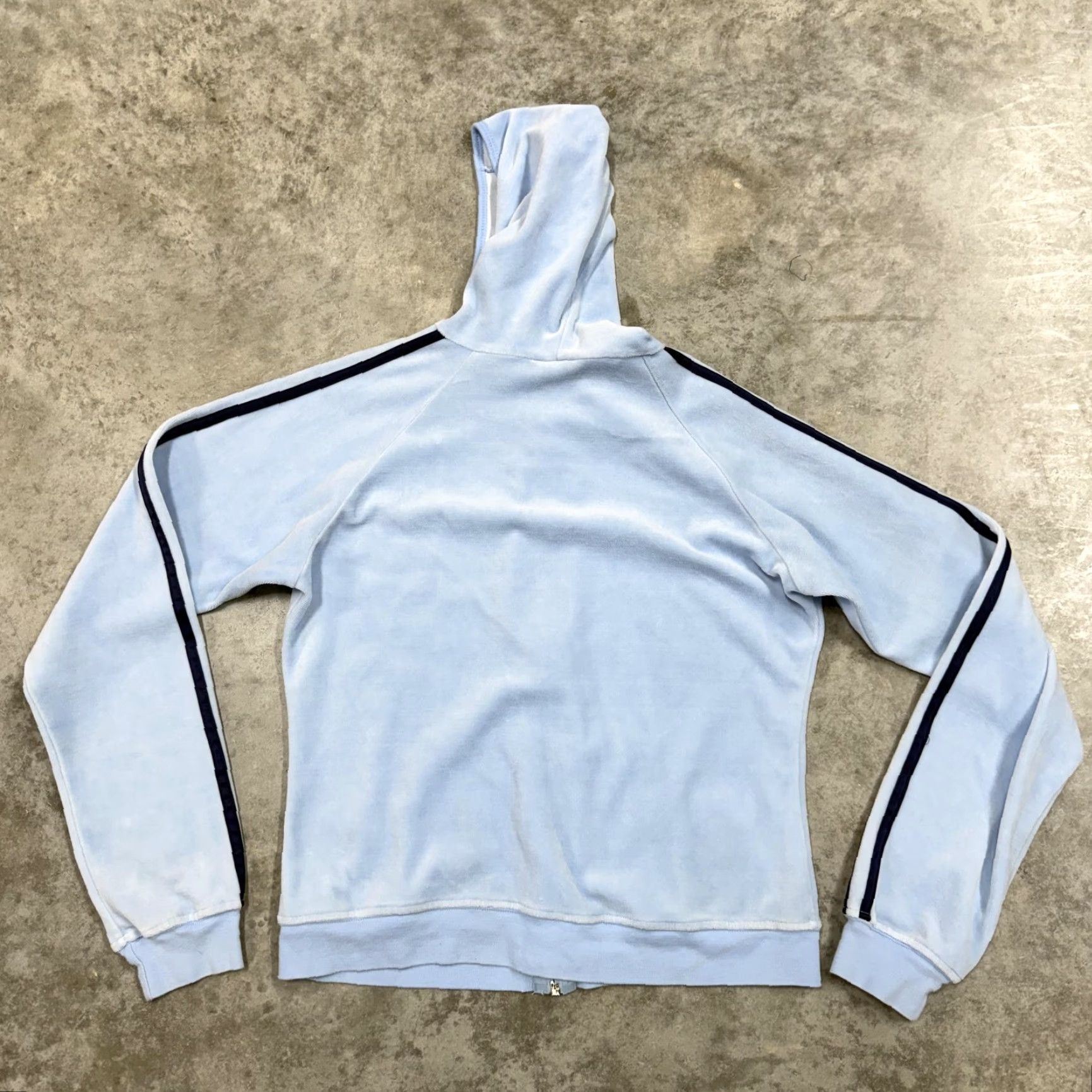 Vintage VINTAGE Rave Hoodie Sweatshirt Juniors Medium Blue Velour Stripe Full Zip Y2K Size M / US 6-8 / IT 42-44 - 7 Thumbnail