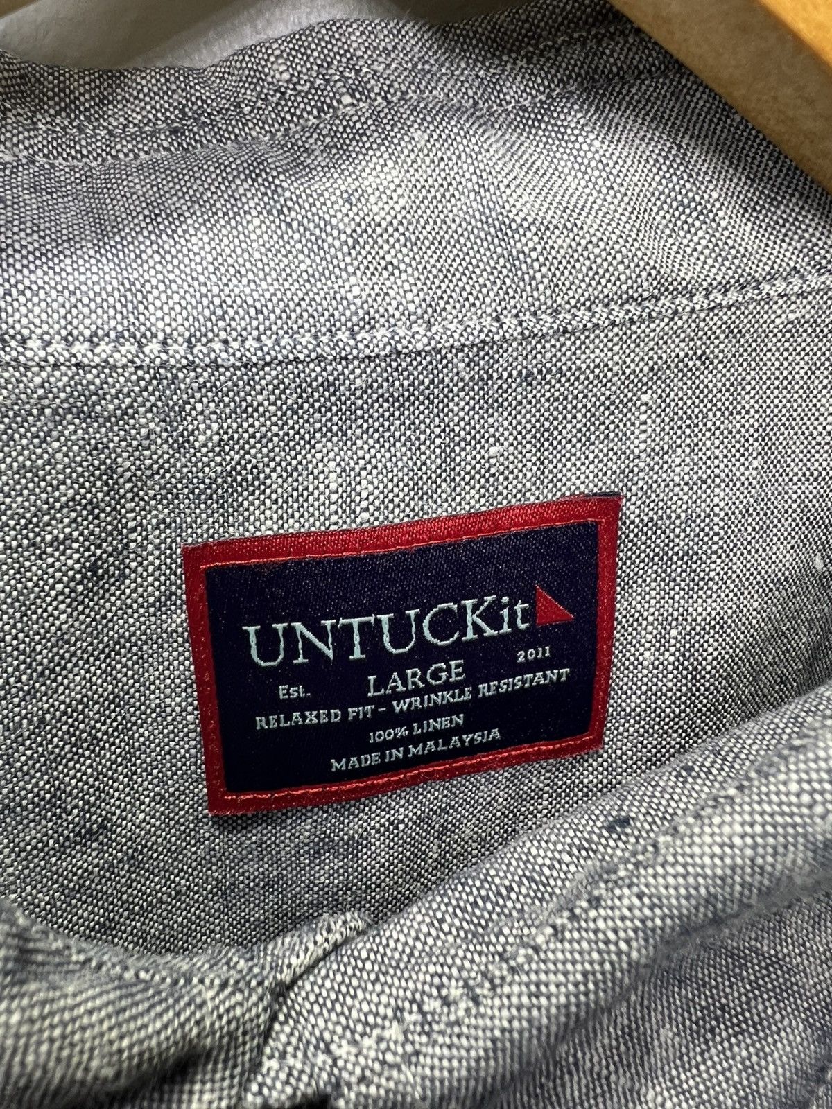 UNTUCKit UNTUCKit Shirt Men’s L Charcoal Grey Strausse WR 100% Linen Size US L / EU 52-54 / 3 - 3 Thumbnail