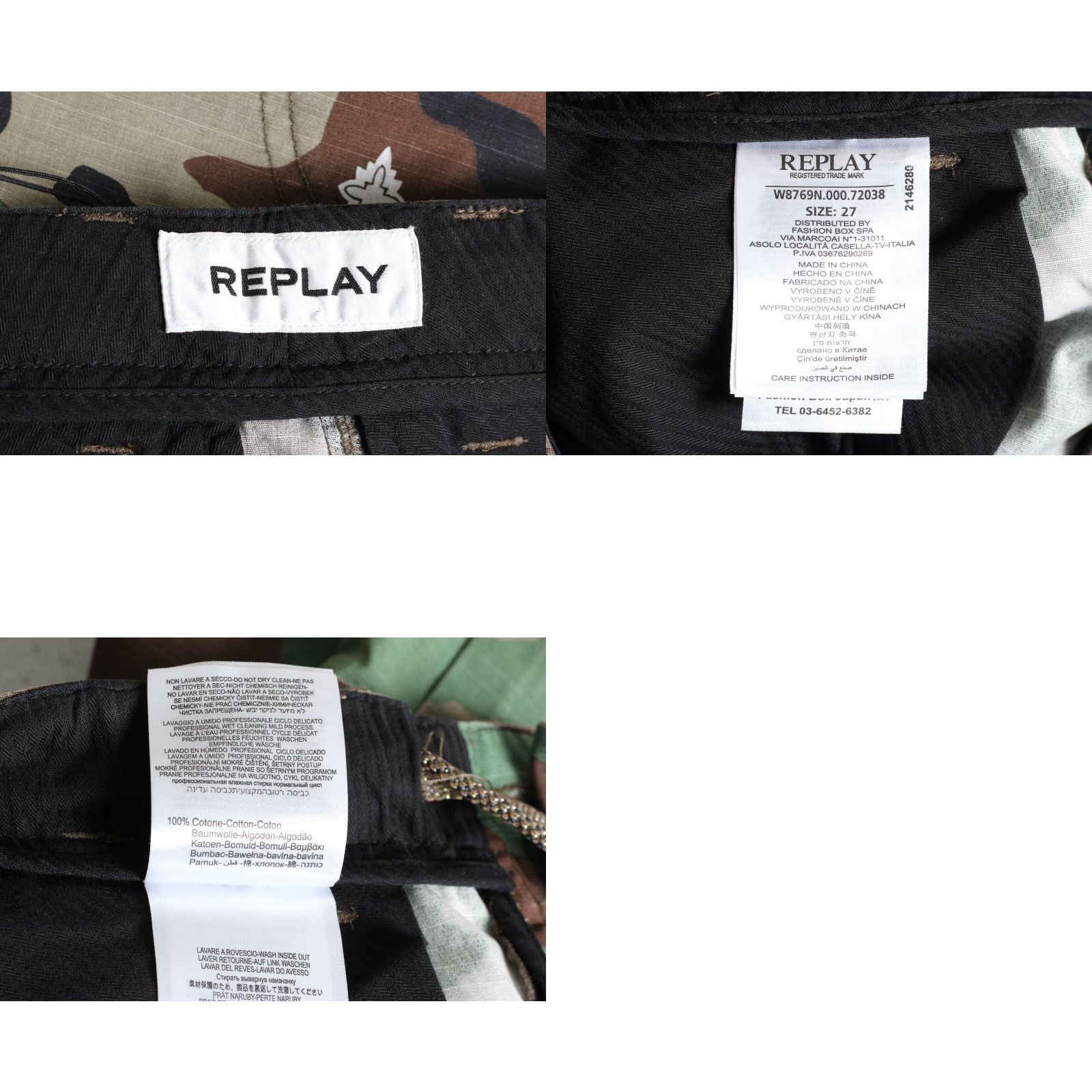 Replay REPLAY W8769N Camouflage Cargo Pants Trousers Women Size 27 30x28 DZ3402 Size 27" / US 4 / IT 40 - 8 Thumbnail