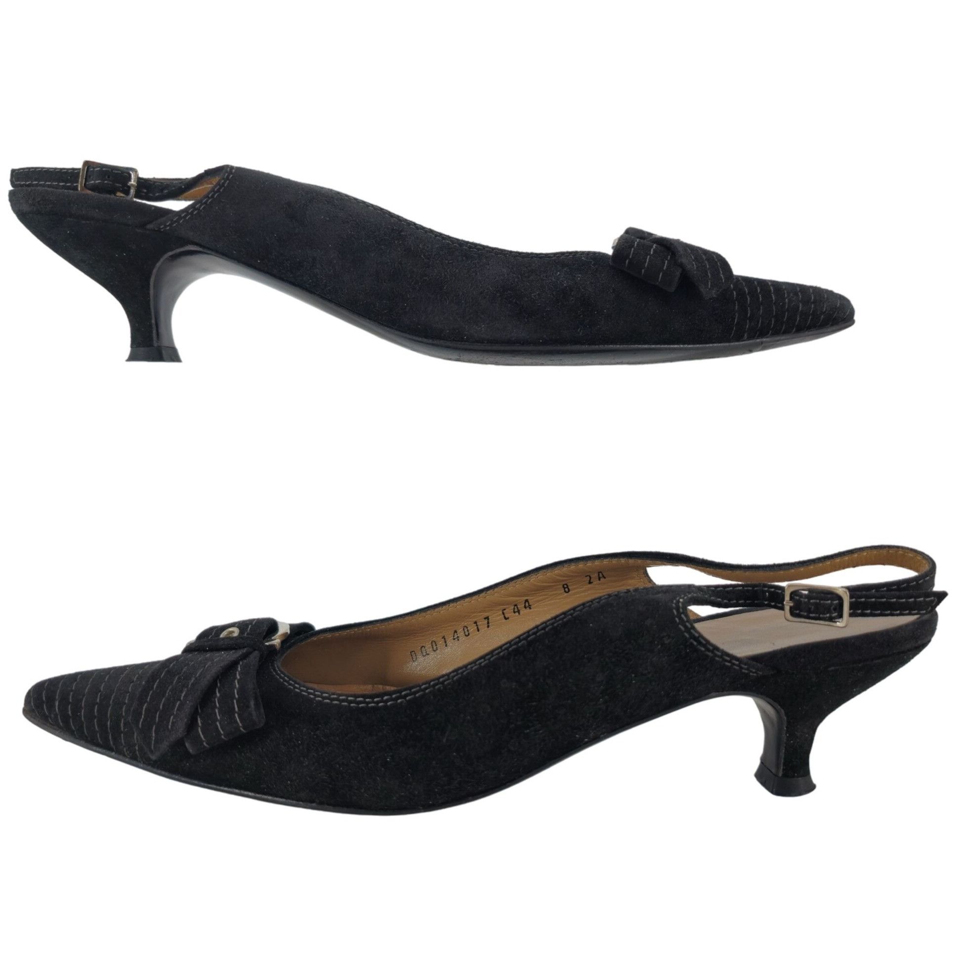 Salvatore Ferragamo Vintage Salvatore Ferragamo Black Striped Suede Formal Sling Size US 8 / IT 38 - 12 Thumbnail