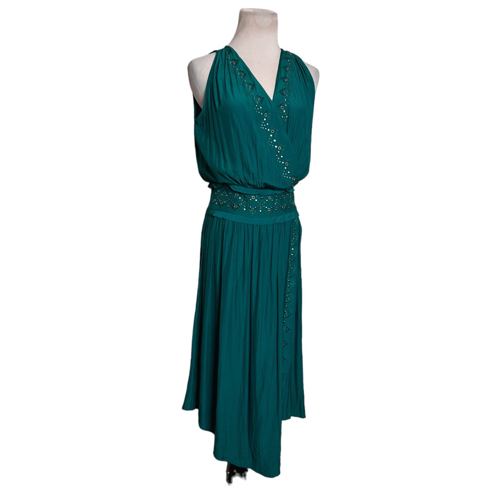 Ramy Brook Ramy Brook emerald embellished draped cocktail dress size XS Size XS / US 0-2 / IT 36-38 - 14 Thumbnail