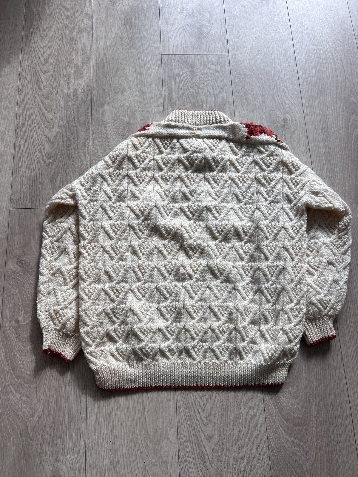 Vintage Vintage wool Knit Sweater Fall Leaves Maple cable 70s 80s 9s Size US L / EU 52-54 / 3 - 4 Thumbnail