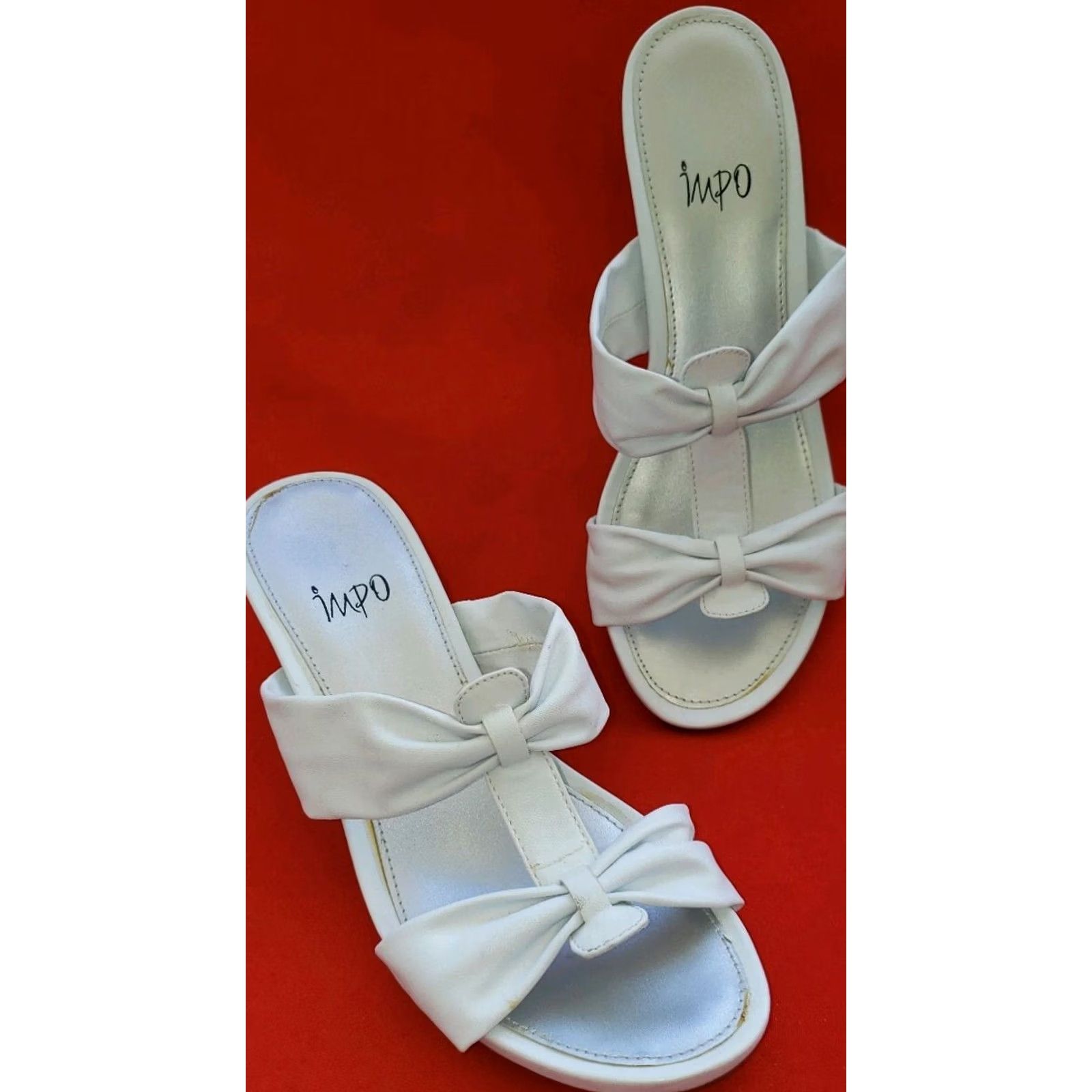 Vintage Impo Valeria White Double Crossover 3" Heel Slide Sandal Size 7M Womens Shoes Size US 5 / IT 35 - 2 Thumbnail