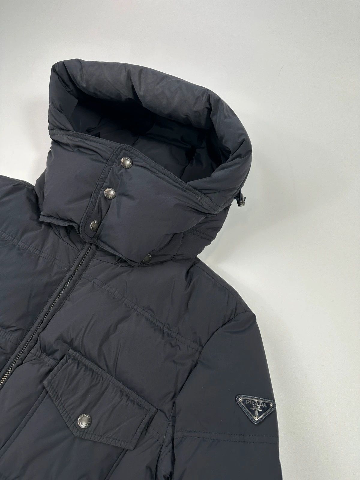 Prada Prada Milano Dark Navy Hooded Puffer Jacket Triangle Size US M / EU 48-50 / 2 - 2 Thumbnail