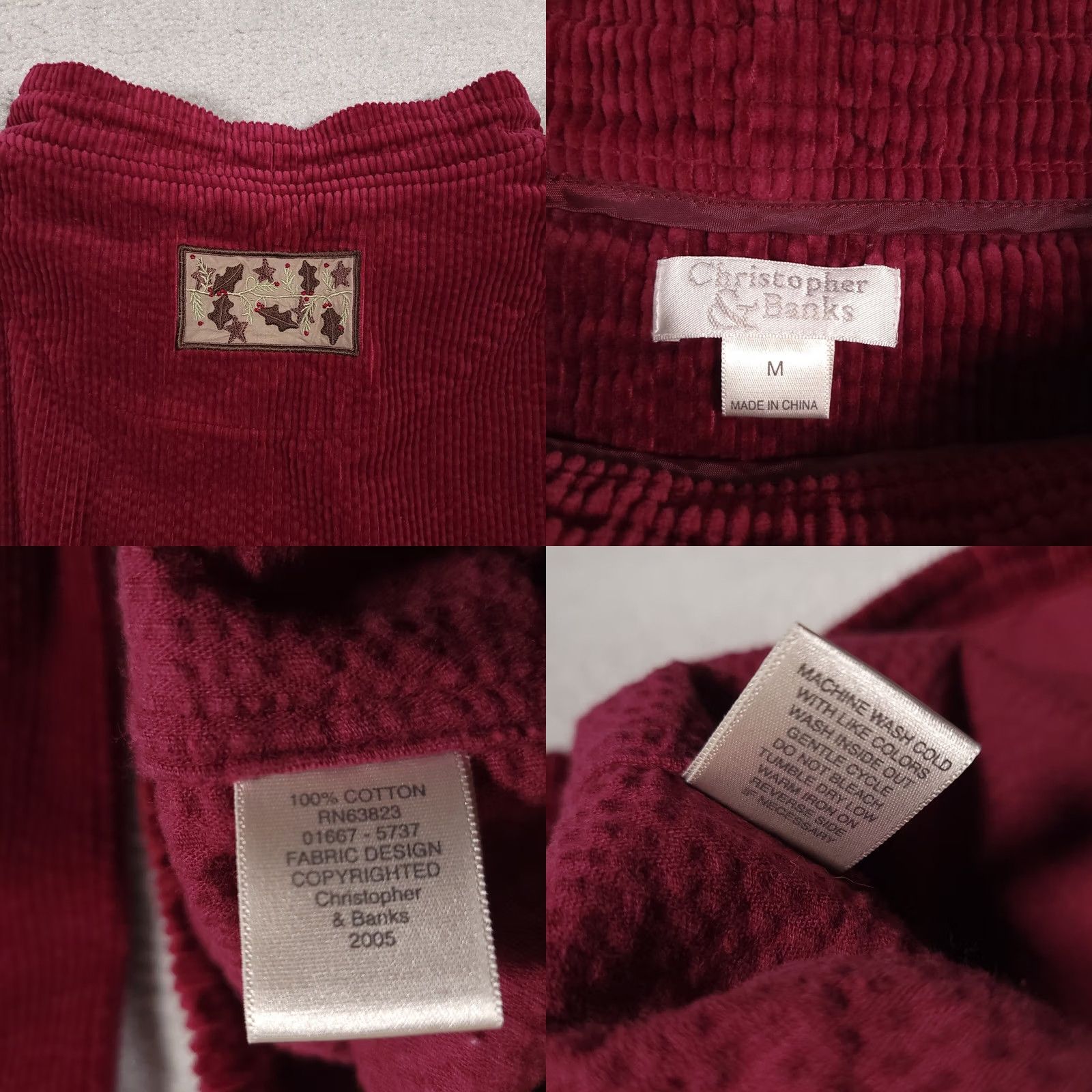 Vintage VINTAGE Christopher & Banks Corduroy Jacket SweatER Women M Christmas Red Embroidered Basic Jacket 90s Womens Size M / US 6-8 / IT 42-44 - 9 Thumbnail