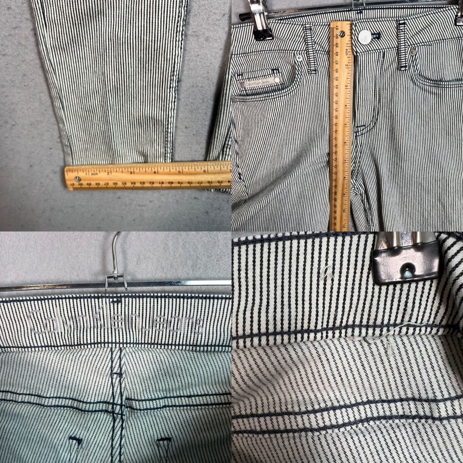 Calvin Klein Calvin Klein Womens Jeans Slim Fit Midthin Denim Stretch Pinstripe Skinny 28x27 White 28 Regular Cotton Blend Womens Jeans 90s Inspired? Size 28" / US 6 / IT 42 - 8 Thumbnail