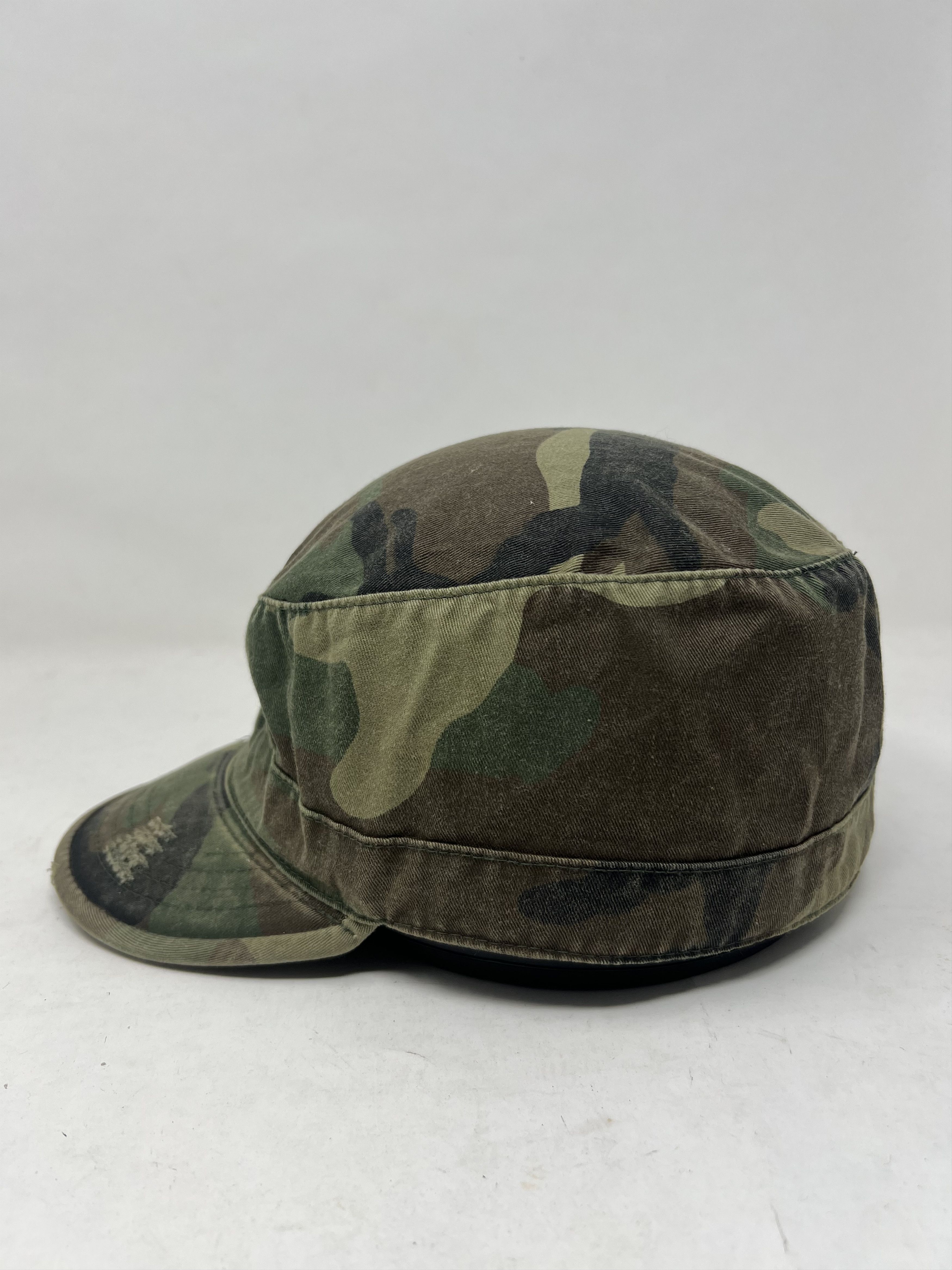 Vintage Vintage Millitary Woodland Distressed Fitted Hat Size ONE SIZE - 2 Thumbnail