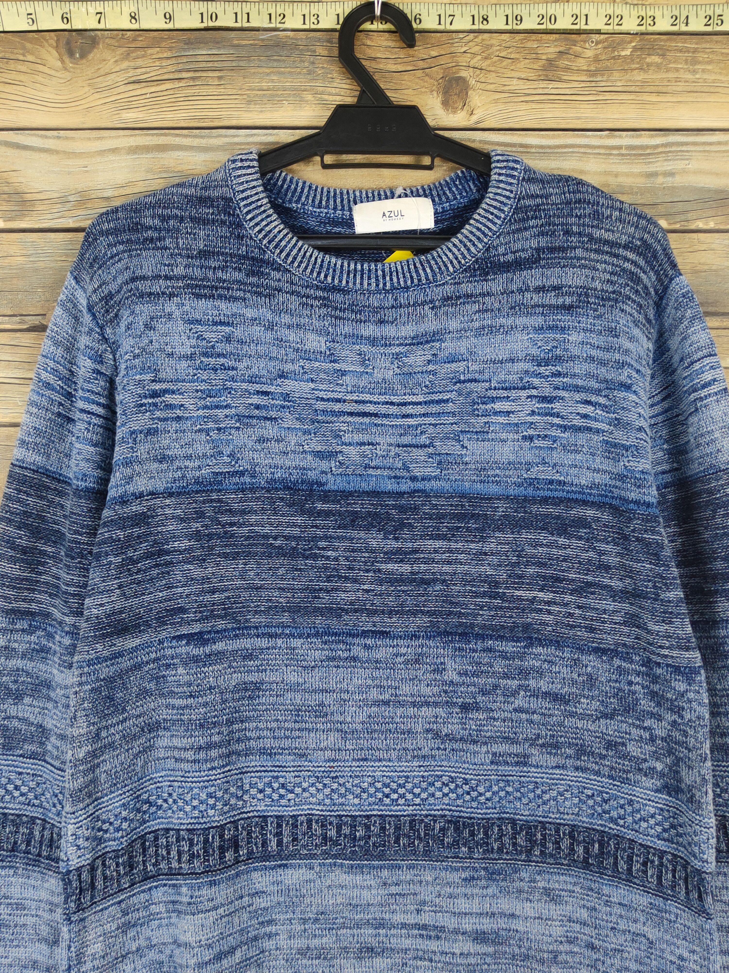 Aran Isles Knitwear × Japanese Brand × MOUSSY Azul by Moussy Blue Knitwear japan #W12 Size US M / EU 48-50 / 2 - 2 Thumbnail