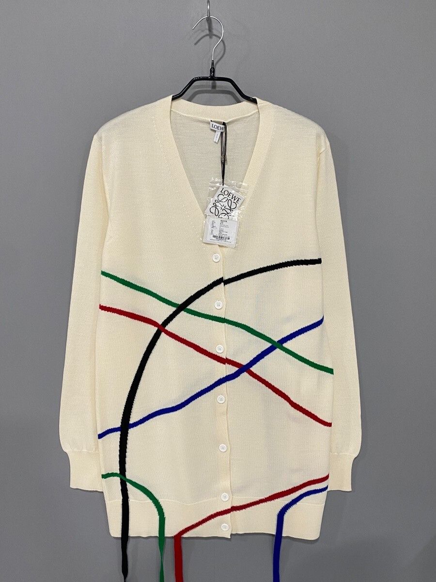 LOEWE Geometric Stripe Wool Cardigan