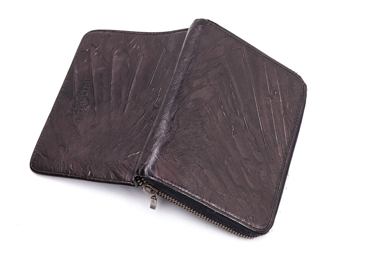 Jean Paul Gaultier Feather Embossed Round Zip Wallet in Brown Size ONE SIZE - 13 Thumbnail