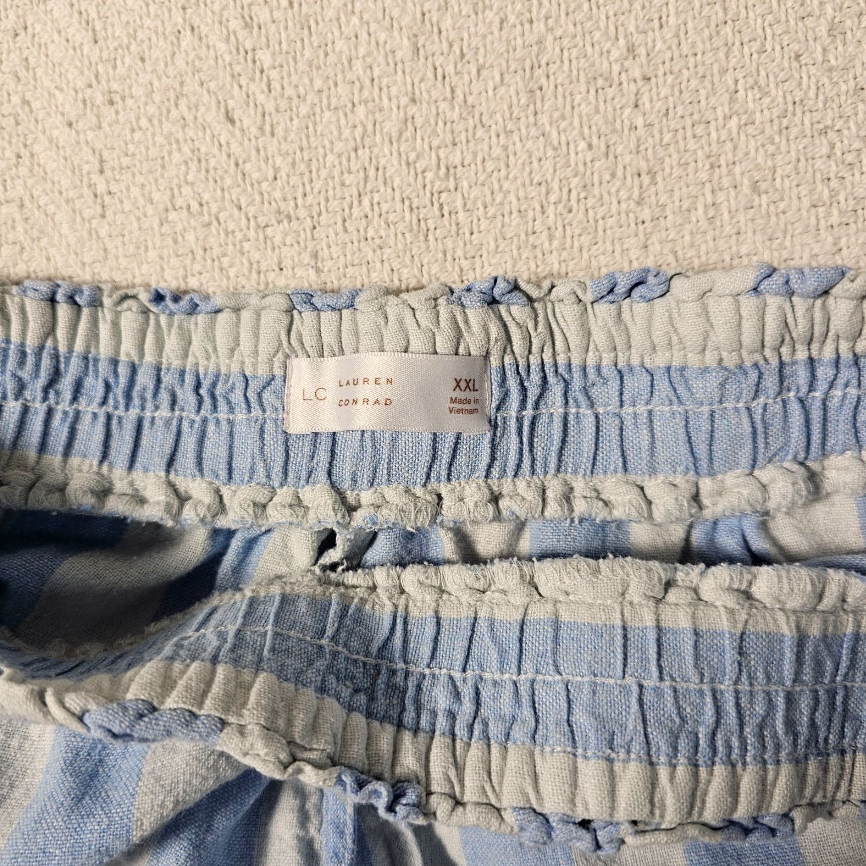 Vintage VINTAGE Lauren Conrad Women's Wide Leg Pants Casual Linen Blue 2XL Cropped Summer Size 40" / US 18 - 3 Thumbnail