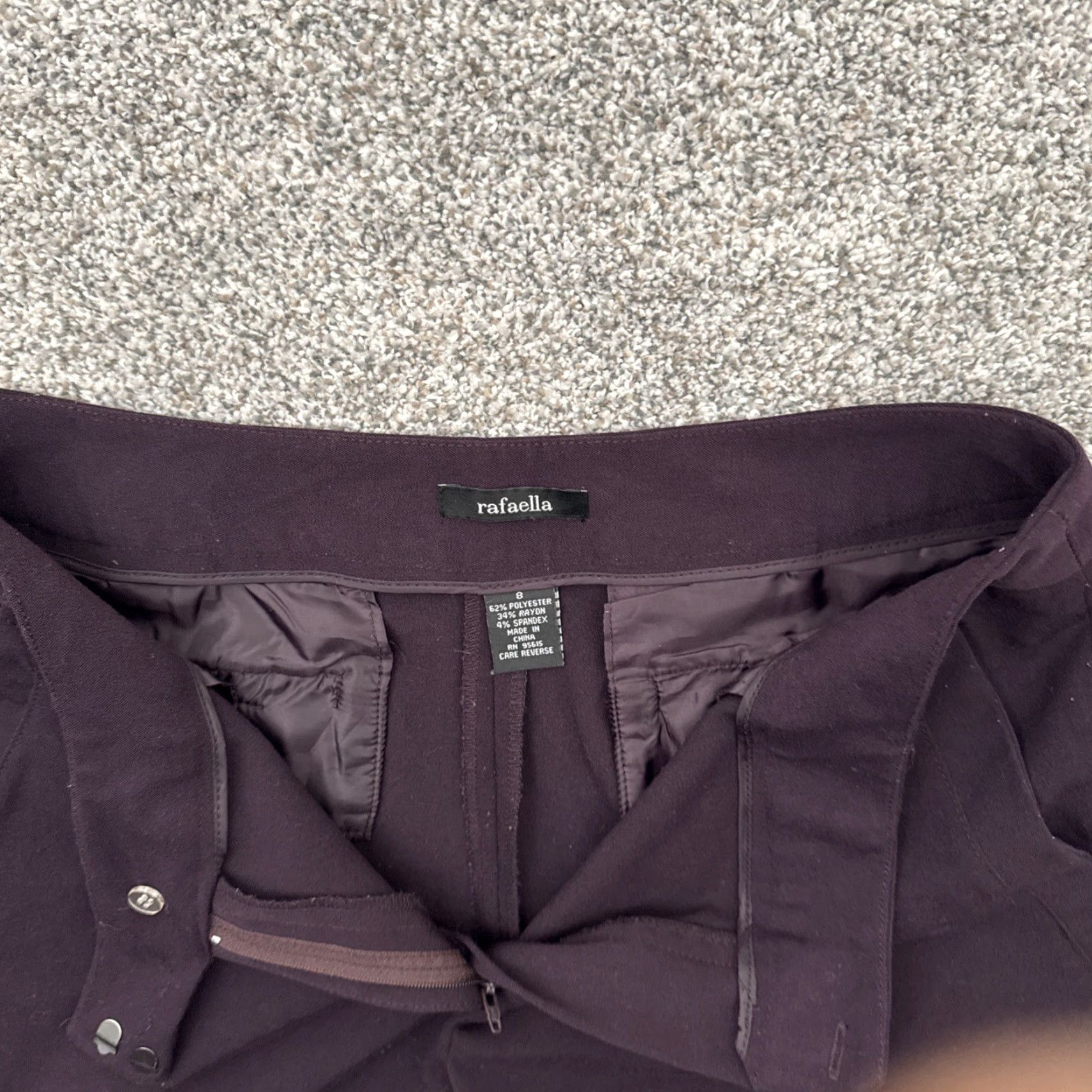 Vintage Rafaella Pants Women Size 8 Office Minimalist Chic Stretch Workwear Y2K Style Purple Solid Straight 30in Inseam Size 30" / US 8 / IT 44 - 6 Thumbnail