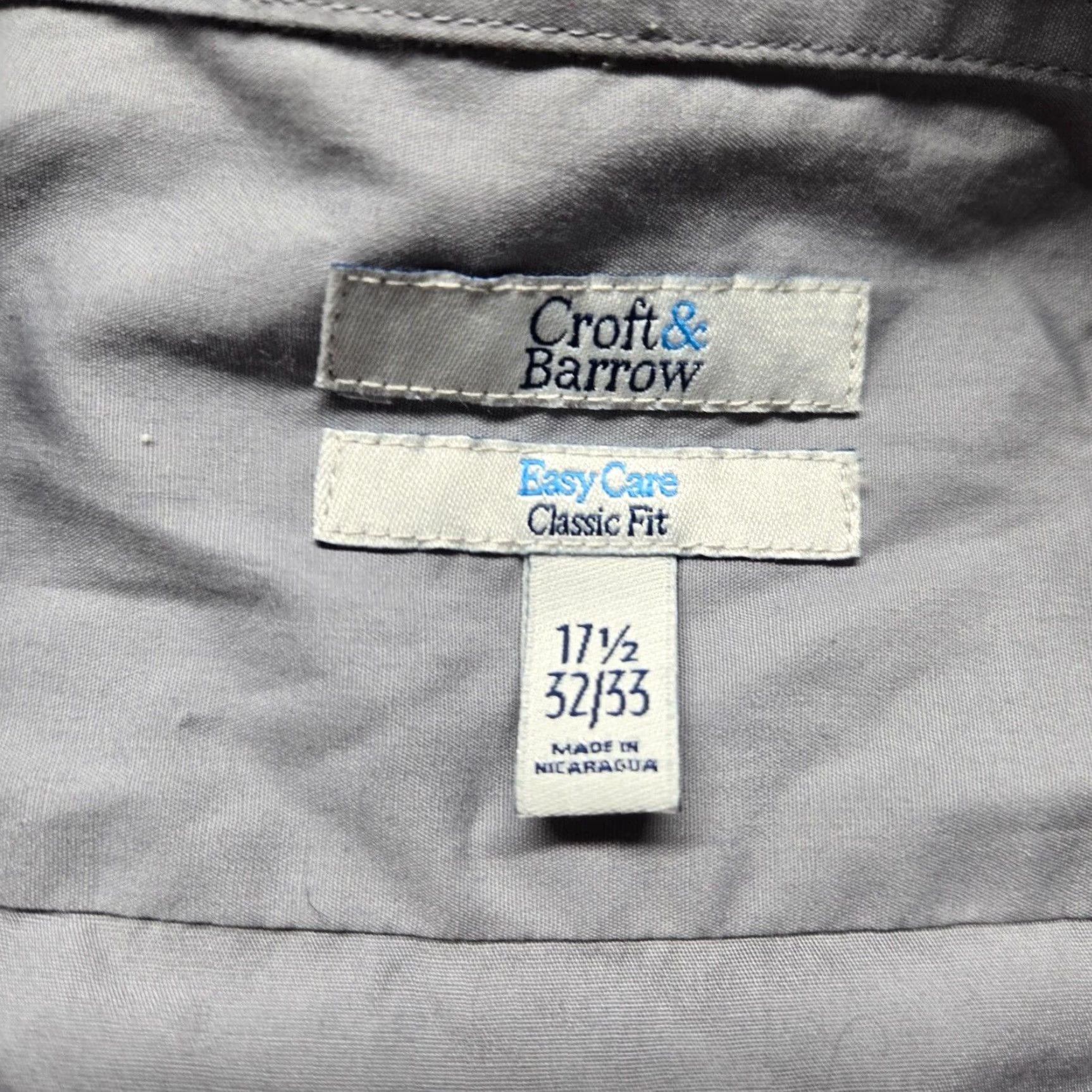 Croft & Barrow Croft & Barrow Shirt Men Adult Size 17.5 32/33 Gray Button-Up Collared Classic Fit Casual Size US XL / EU 56 / 4 - 3 Thumbnail