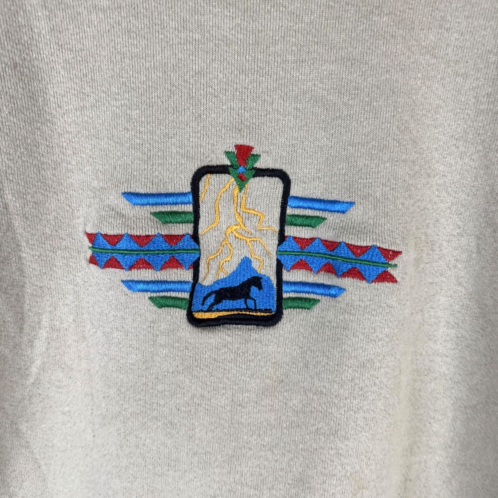 Vintage VINTAGE Abe Sweatshirt Mens Large Beige Horse Western Fleece Crewneck USA Size US L / EU 52-54 / 3 - 6 Thumbnail