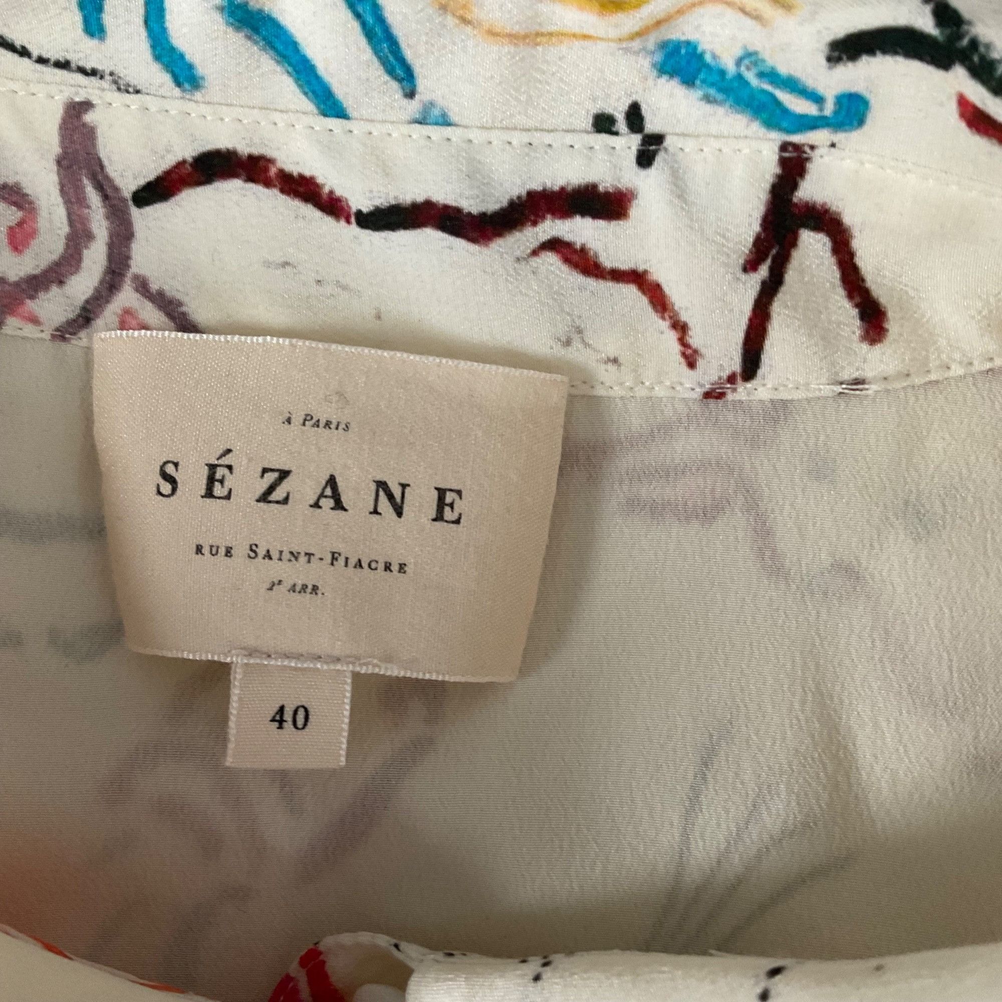 Sezane RARE Sezane Ann silk shirt zodiac multicolor pink blue red Size M / US 6-8 / IT 42-44 - 3 Thumbnail