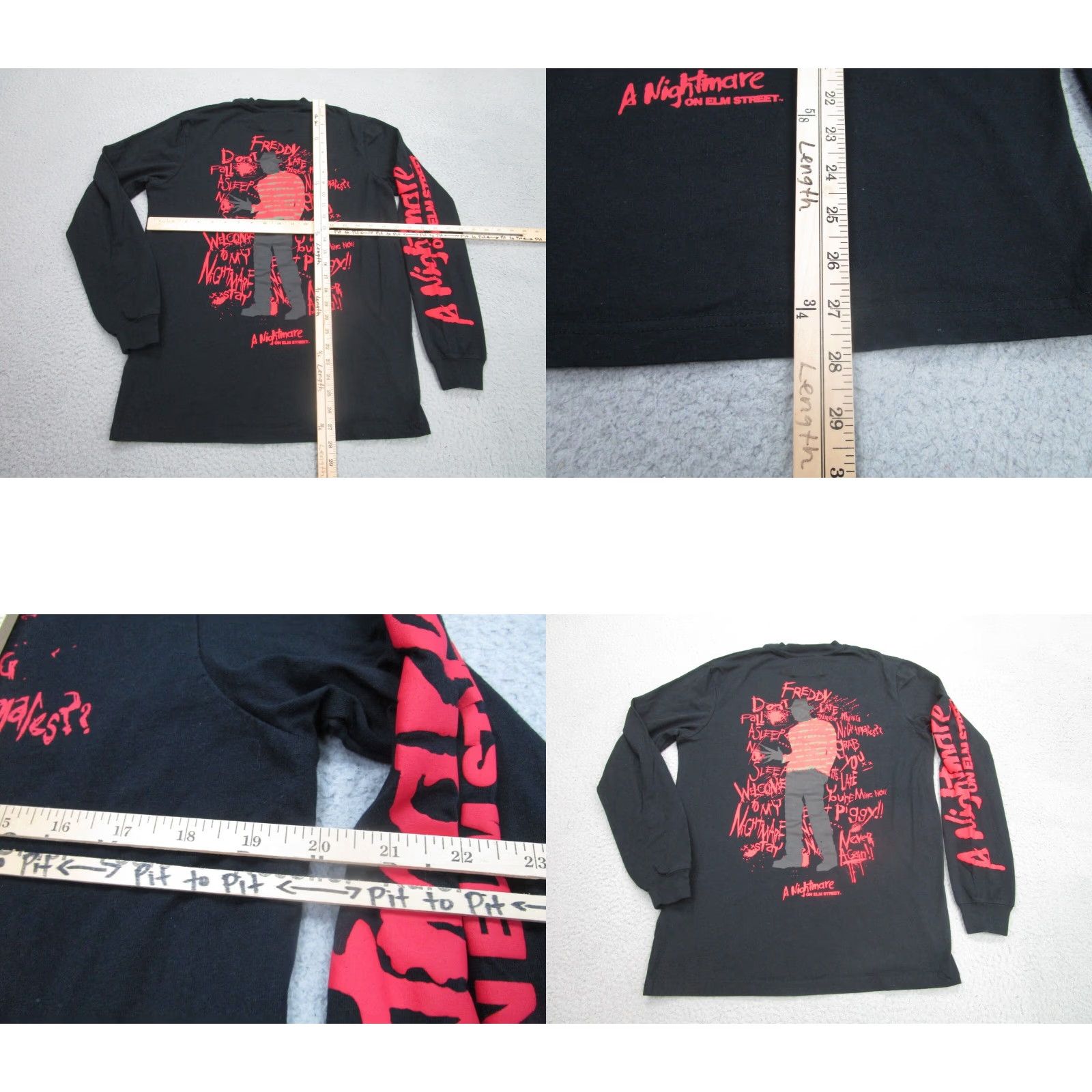 Vintage Shoe Palace Freddy Krueger Long Sleeve T-Shirt Mens Small Black Nightmare on Elm Street Horror Size US S / EU 44-46 / 1 - 8 Thumbnail