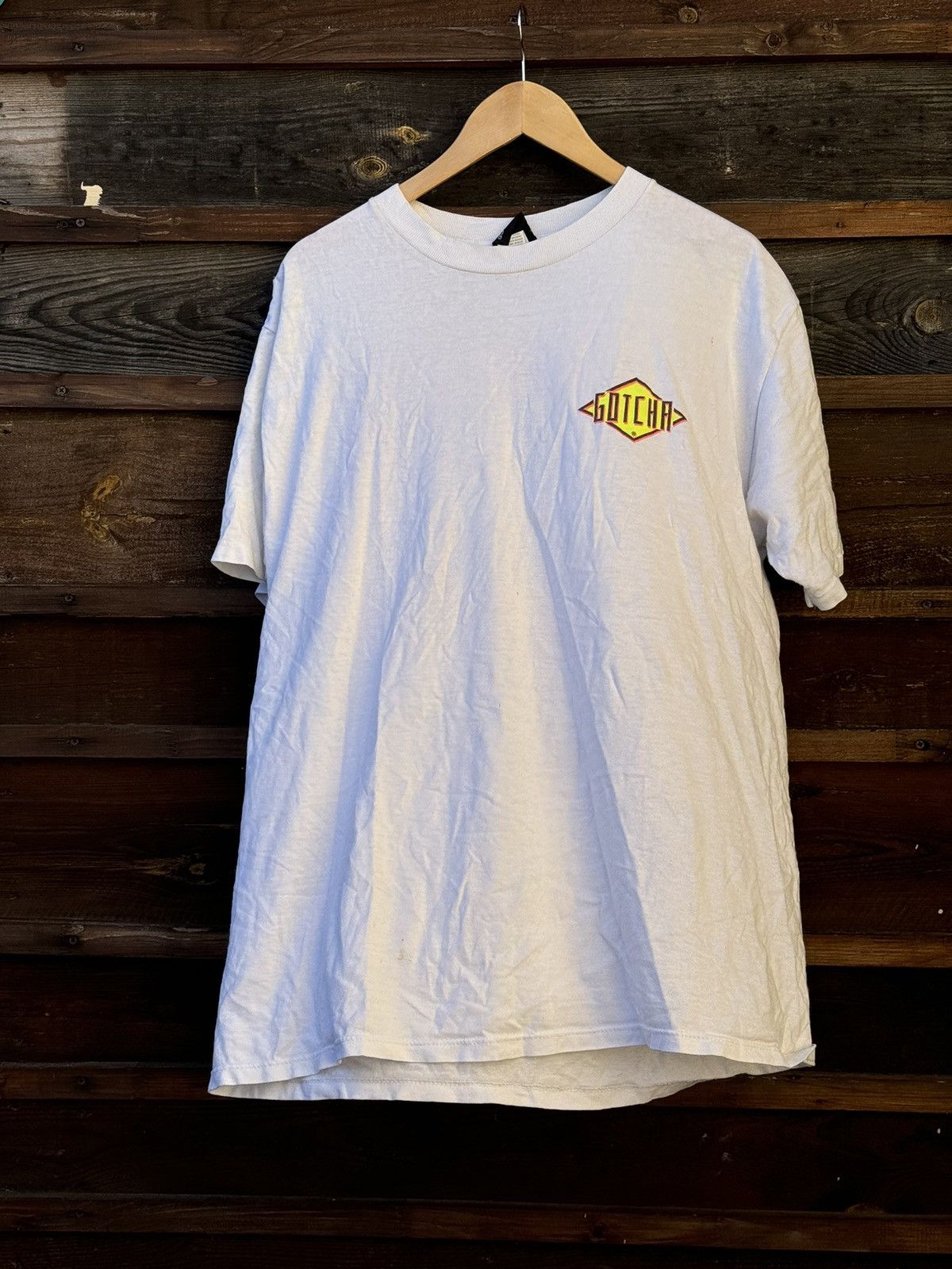 Gotcha × Vintage 1991 Gotcha Rhythm Division vintage white surf tee t-shirt Size US XL / EU 56 / 4 - 7 Thumbnail