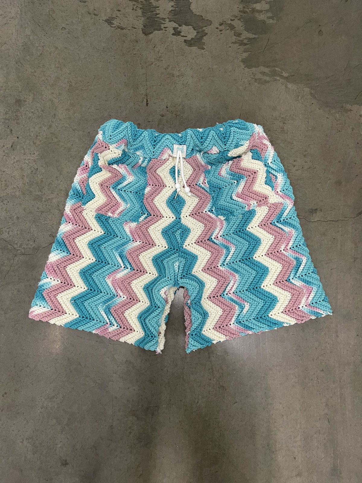 image of 1 Of 1 x Art Juke Joint “Ziggin N’ Zaggin” Chunky Crochet Sweater Shorts, Men's (Size 30)