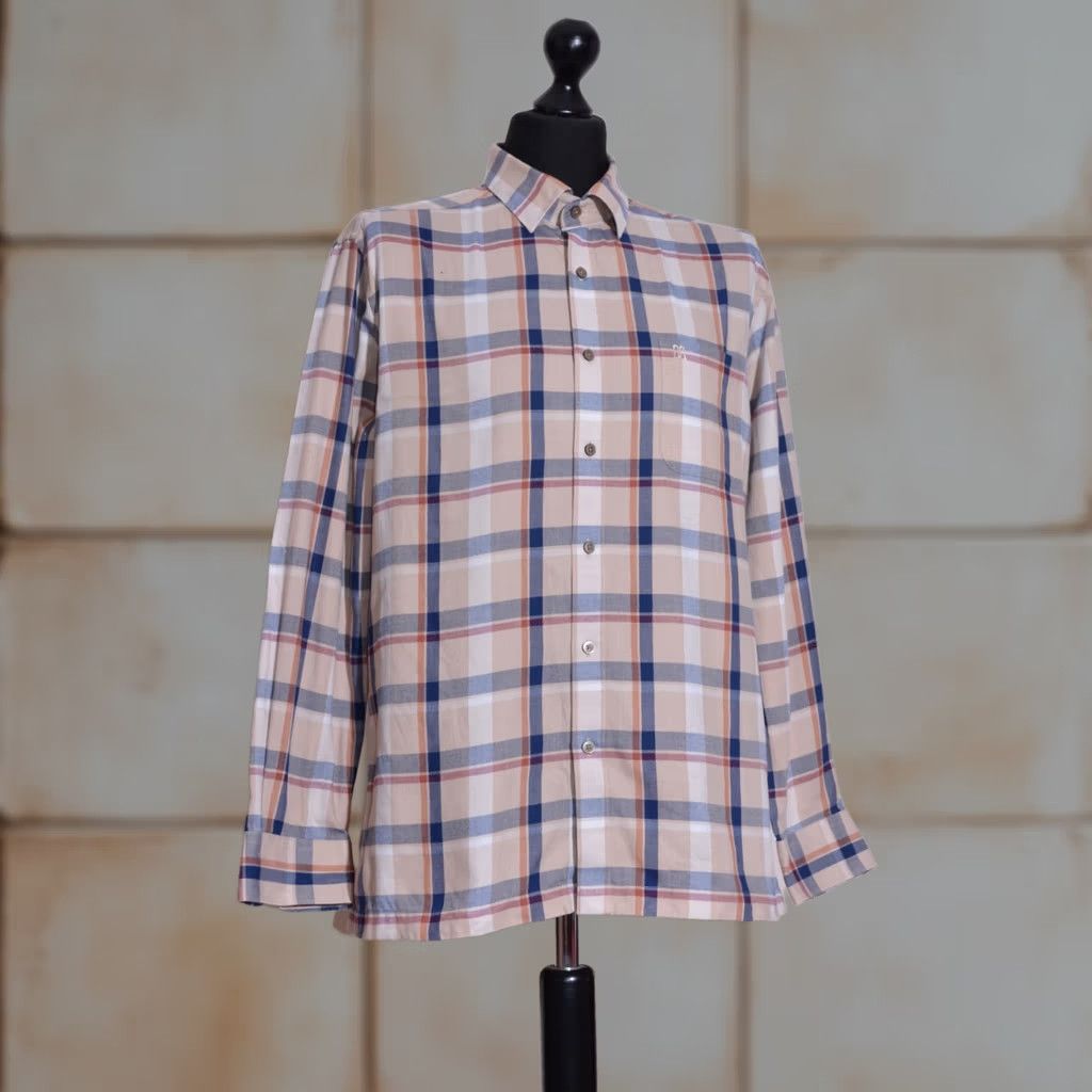 DAKS DAKS Shirt Beige Check Long Sleeve Men M Regular Classic Button-Up Casual Travel 110 Size US M / EU 48-50 / 2 - 1 Thumbnail