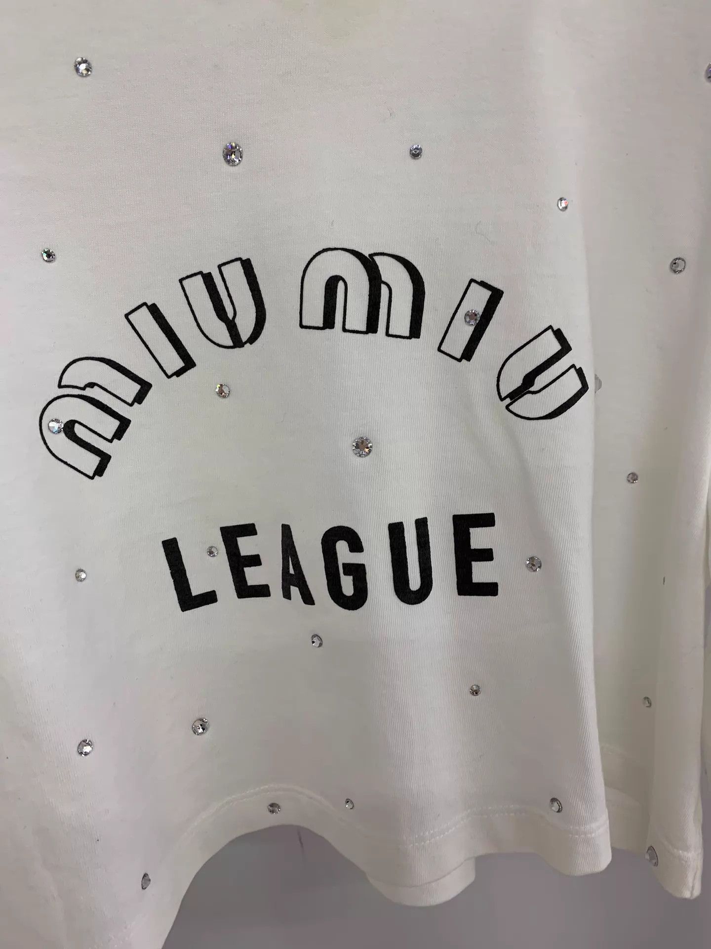 Miu Miu MIU MIU White Crystal Embellished Long Sleeve T XS New Size XS / US 0-2 / IT 36-38 - 2 Thumbnail